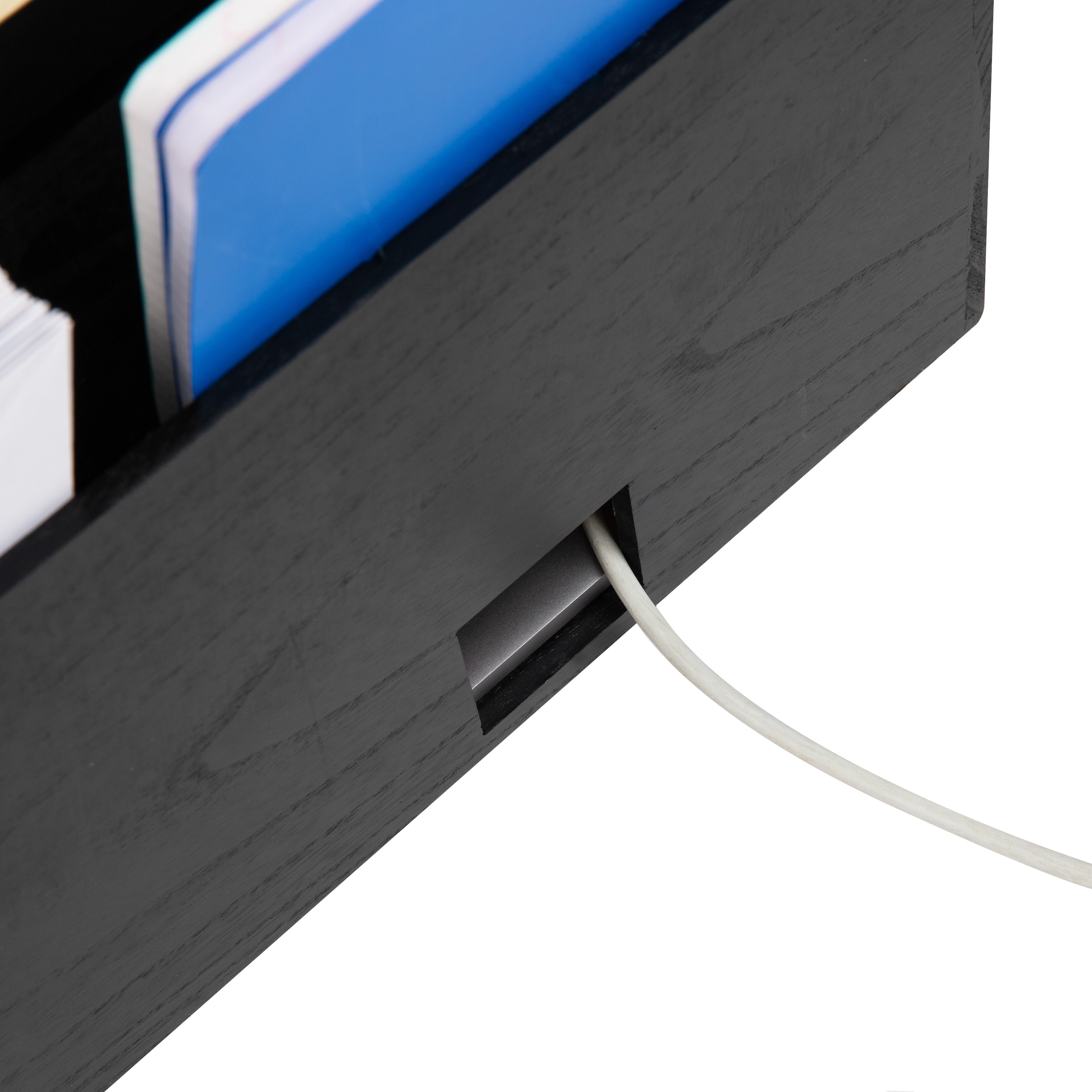 Mind Reader Desk Organizer, File Storage, Accessory Holder, Cord Management, Office, Wood, Black