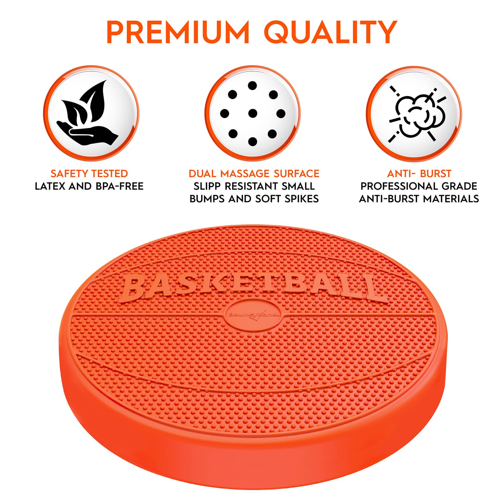 Bouncyband&#xAE; Orange Basketball Wiggle Seat Sensory Cushion