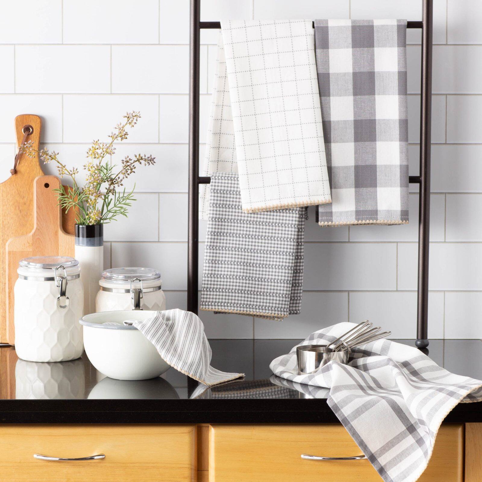 DII® Gray Farmhouse Woven Dishtowel Set