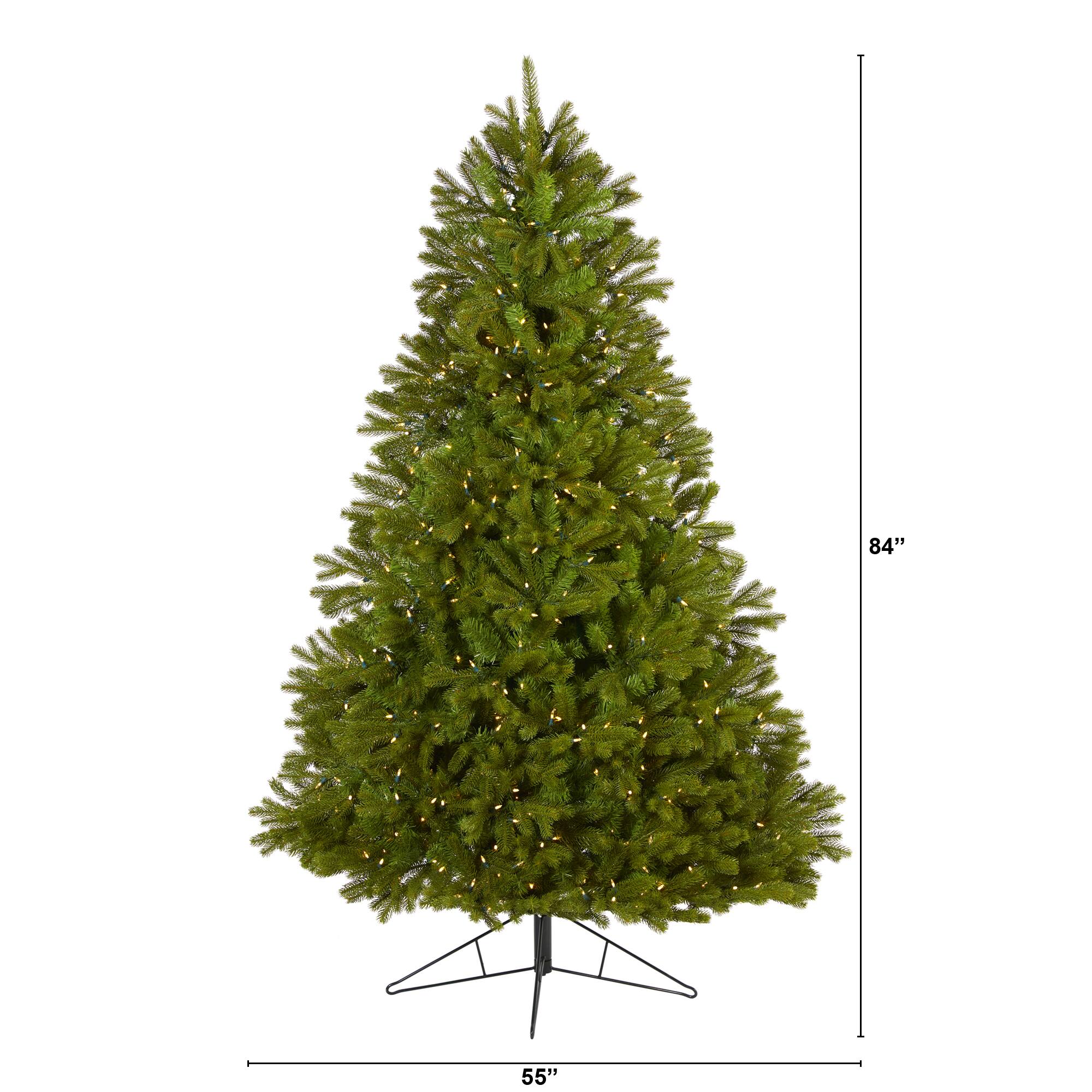 7ft. Pre-Lit Cambridge Spruce Flat Back Artificial Christmas Tree with Warm White Multifunction LED Lights