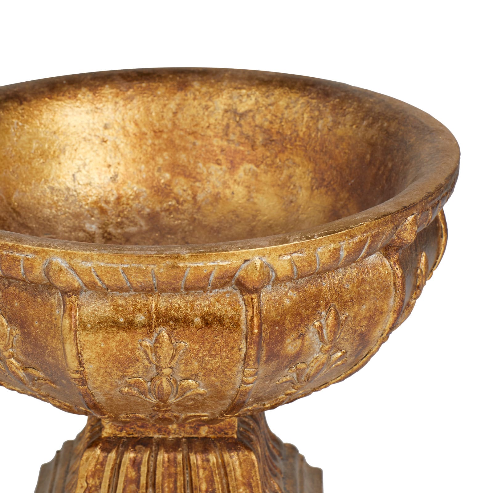 Gold Polystone Traditional Decorative Bowl, 9" x 11" x 11"