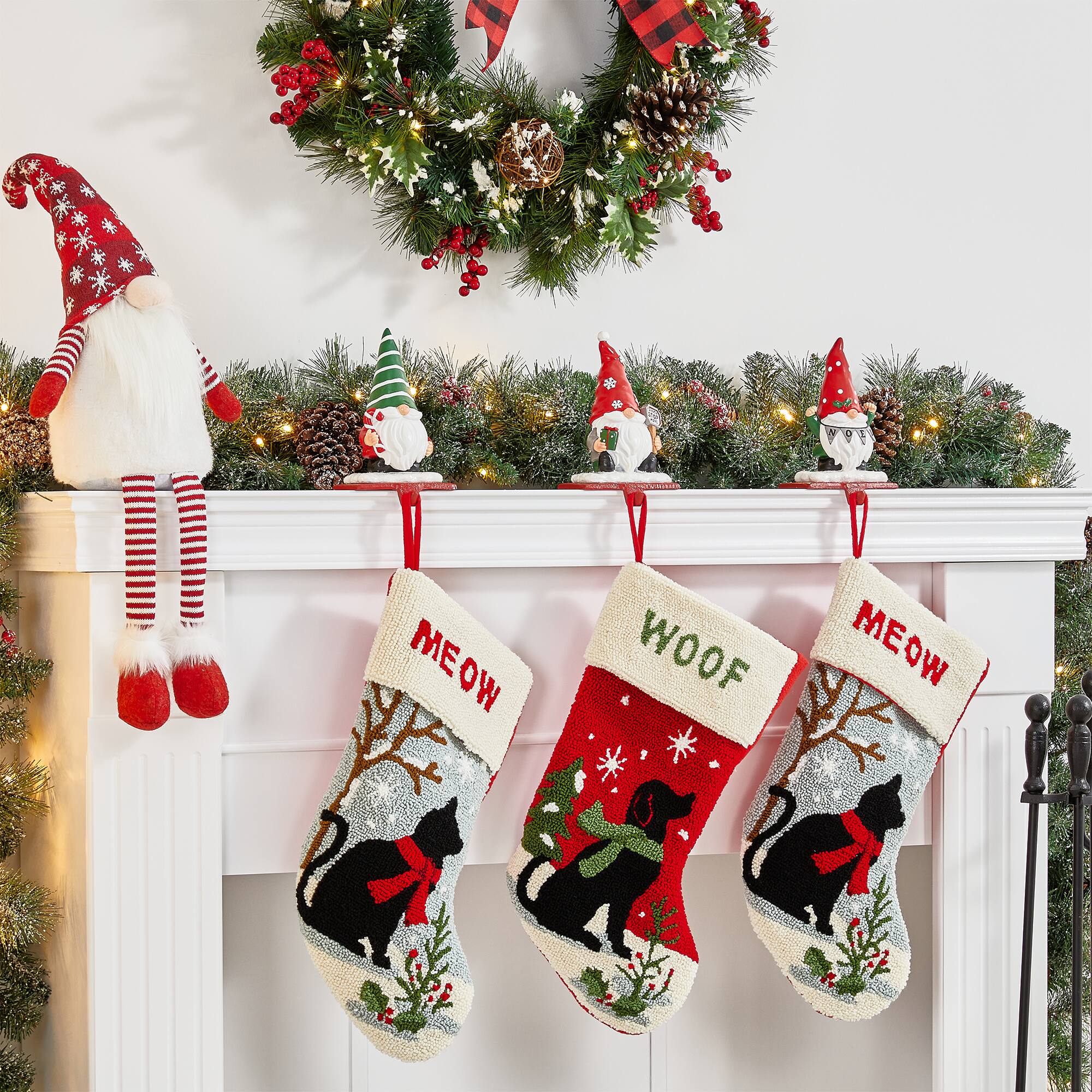 Glitzhome® 7" Gnomes Stocking Holder Set