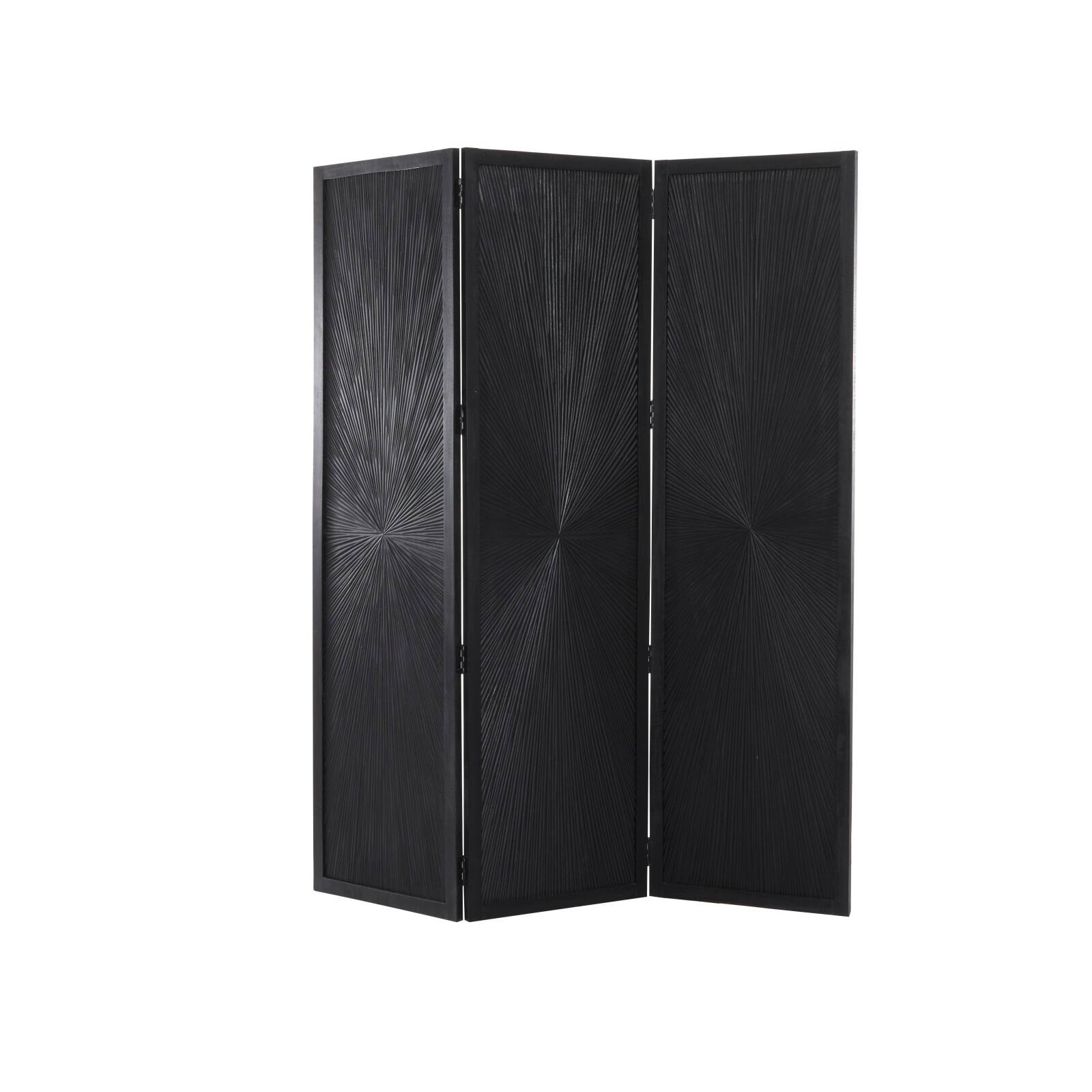 Black Mango Wood Contemporary Room Divider Screen, 70&#x22; x 59&#x22;