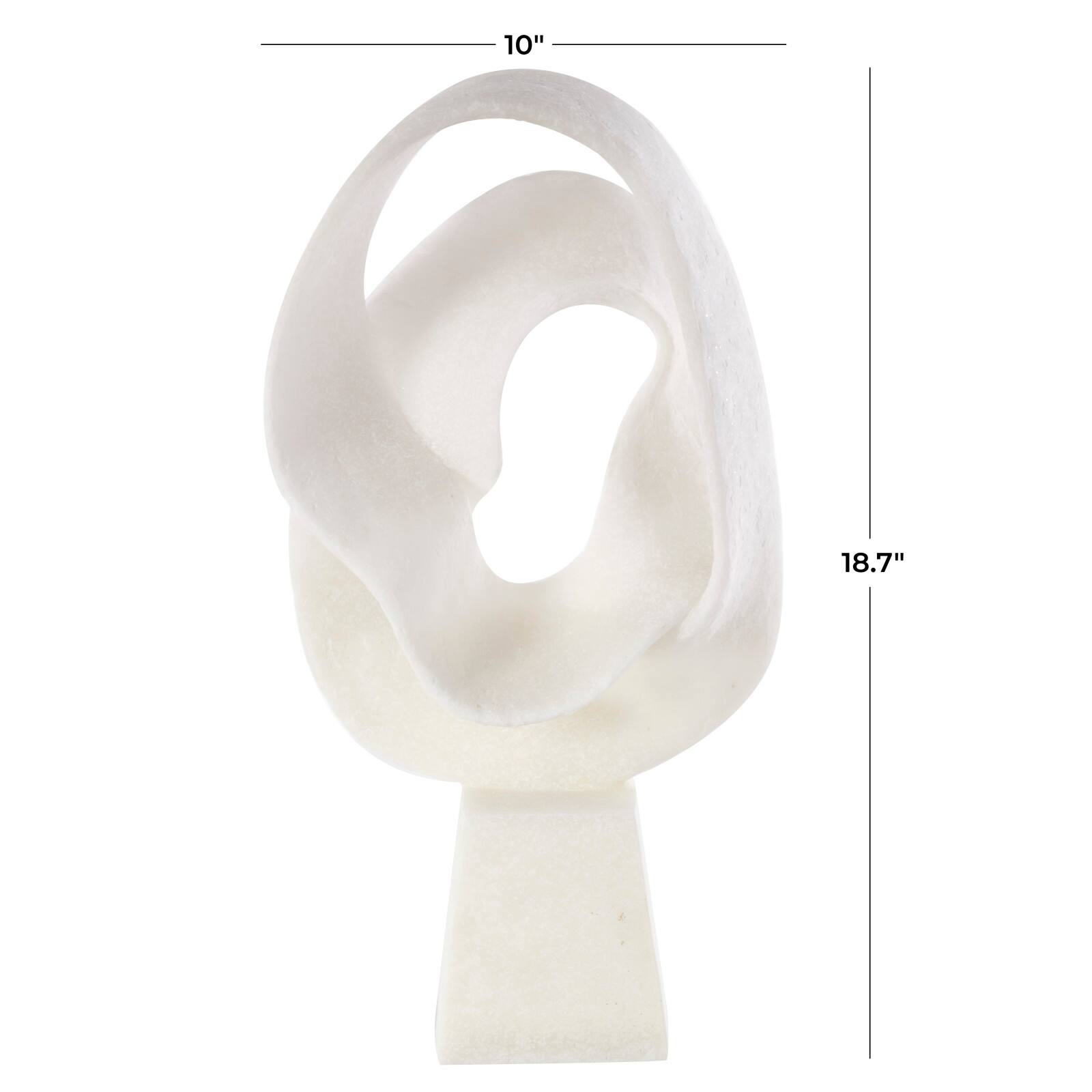 19" White Textured Wave Sculpture with Elevated Base