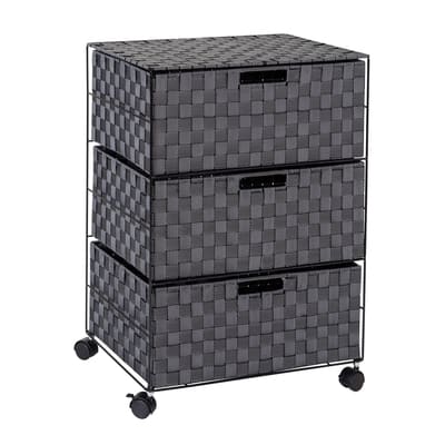 Honey-Can-Do 3-Drawer Woven Home Office Organizer, Black