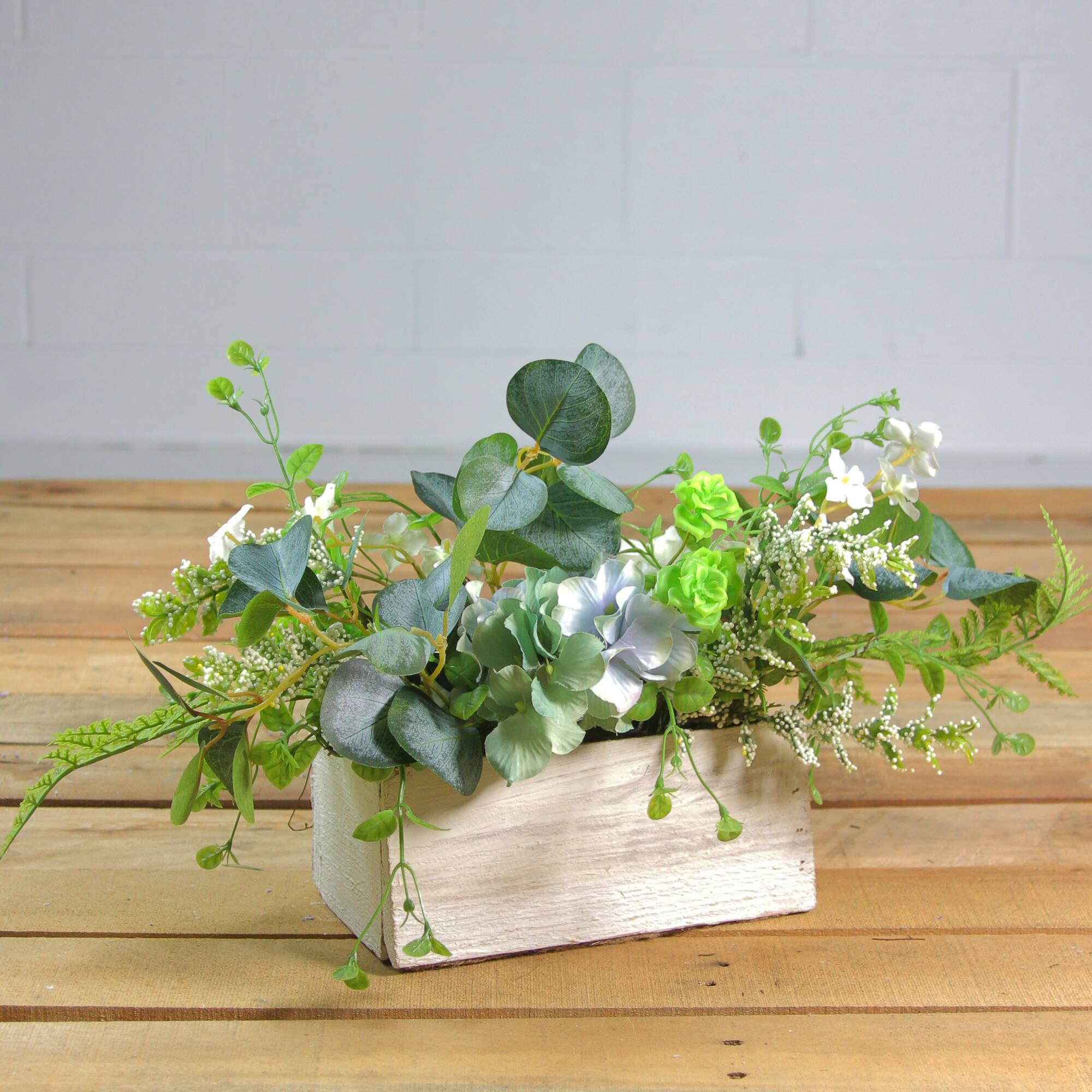 26&#x22; Succulent &#x26; Foliage Arrangement in Wooden Planter