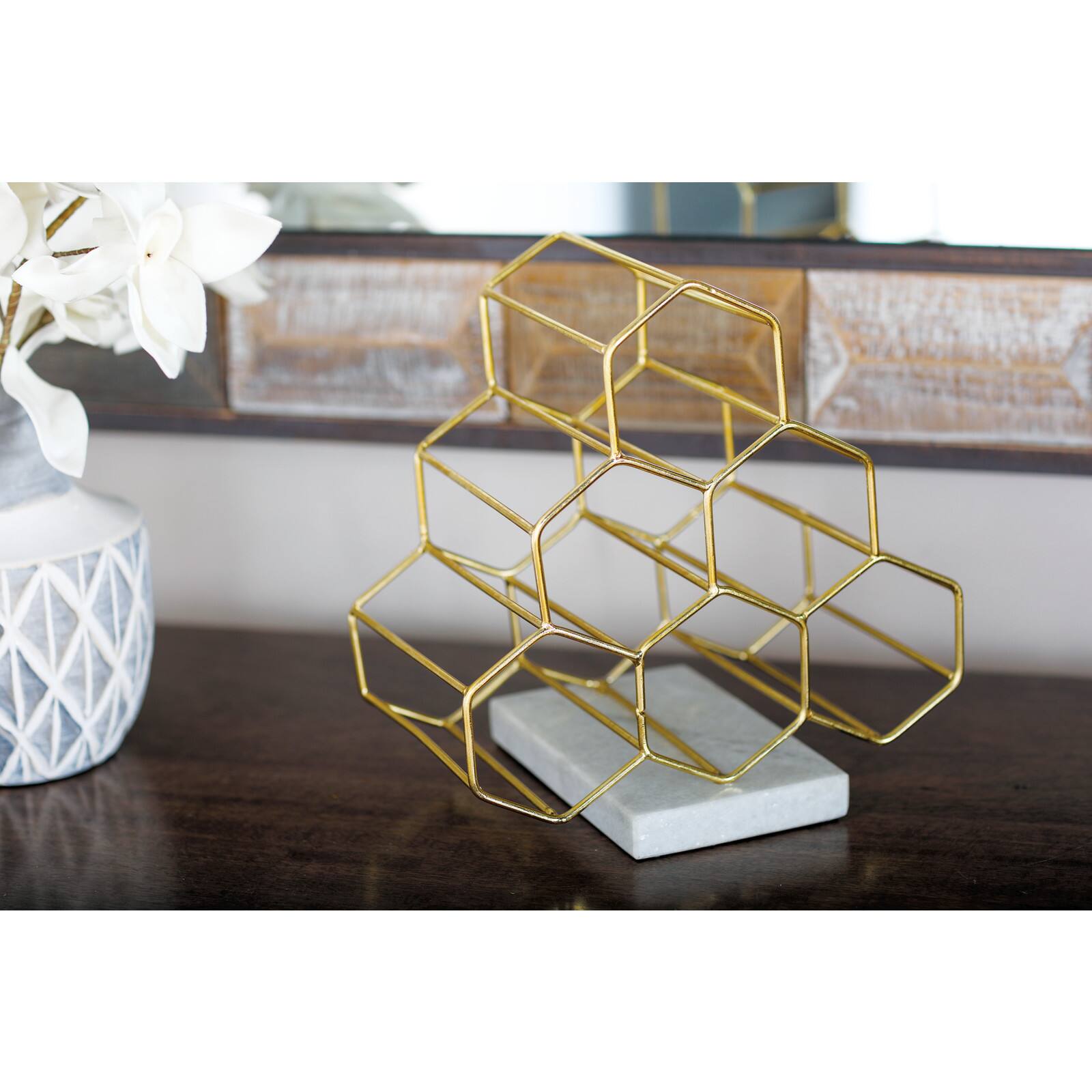 13&#x22; Gold Metal Modern Wine Holder Rack