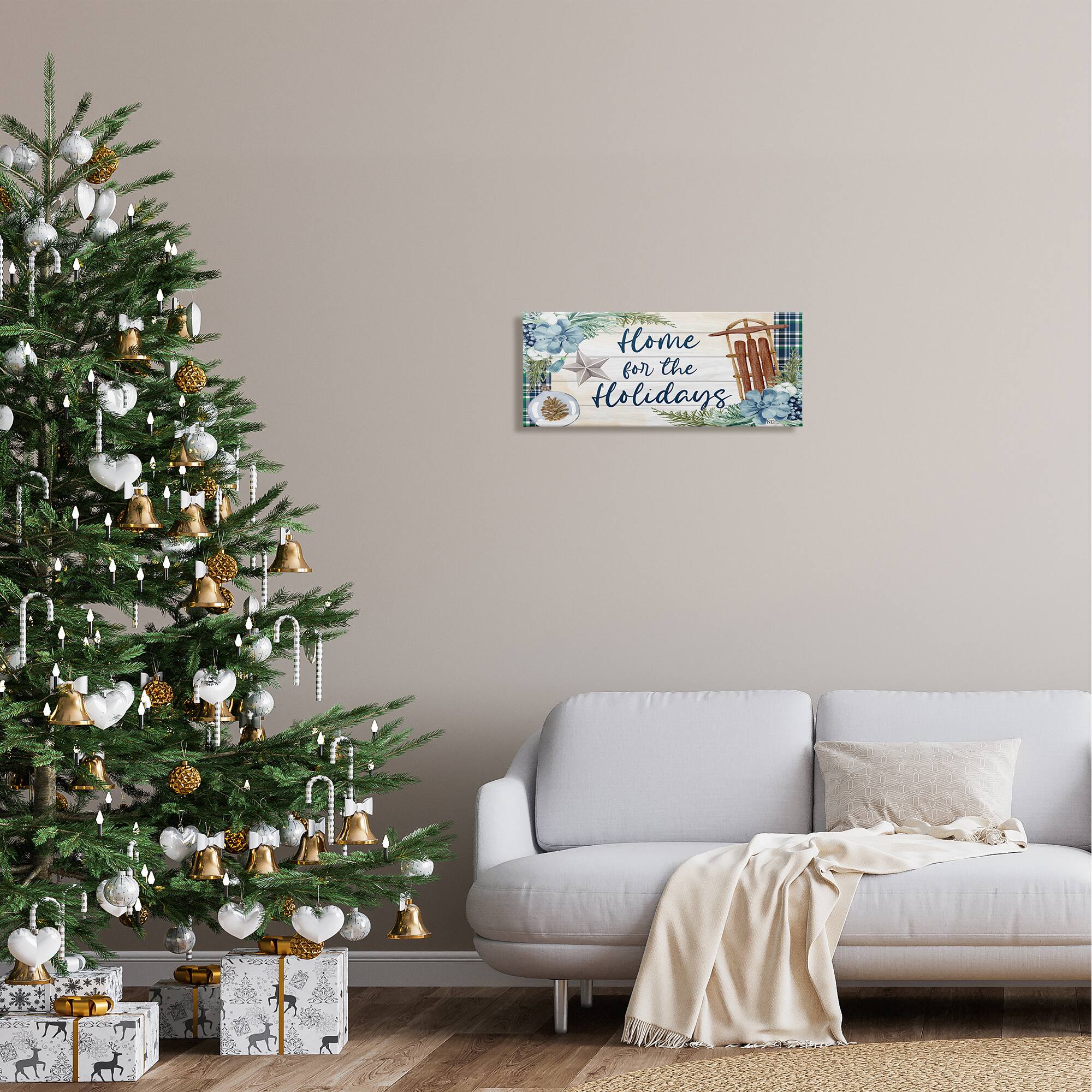 Stupell Industries Home For The Holidays Tartan Canvas Wall Art