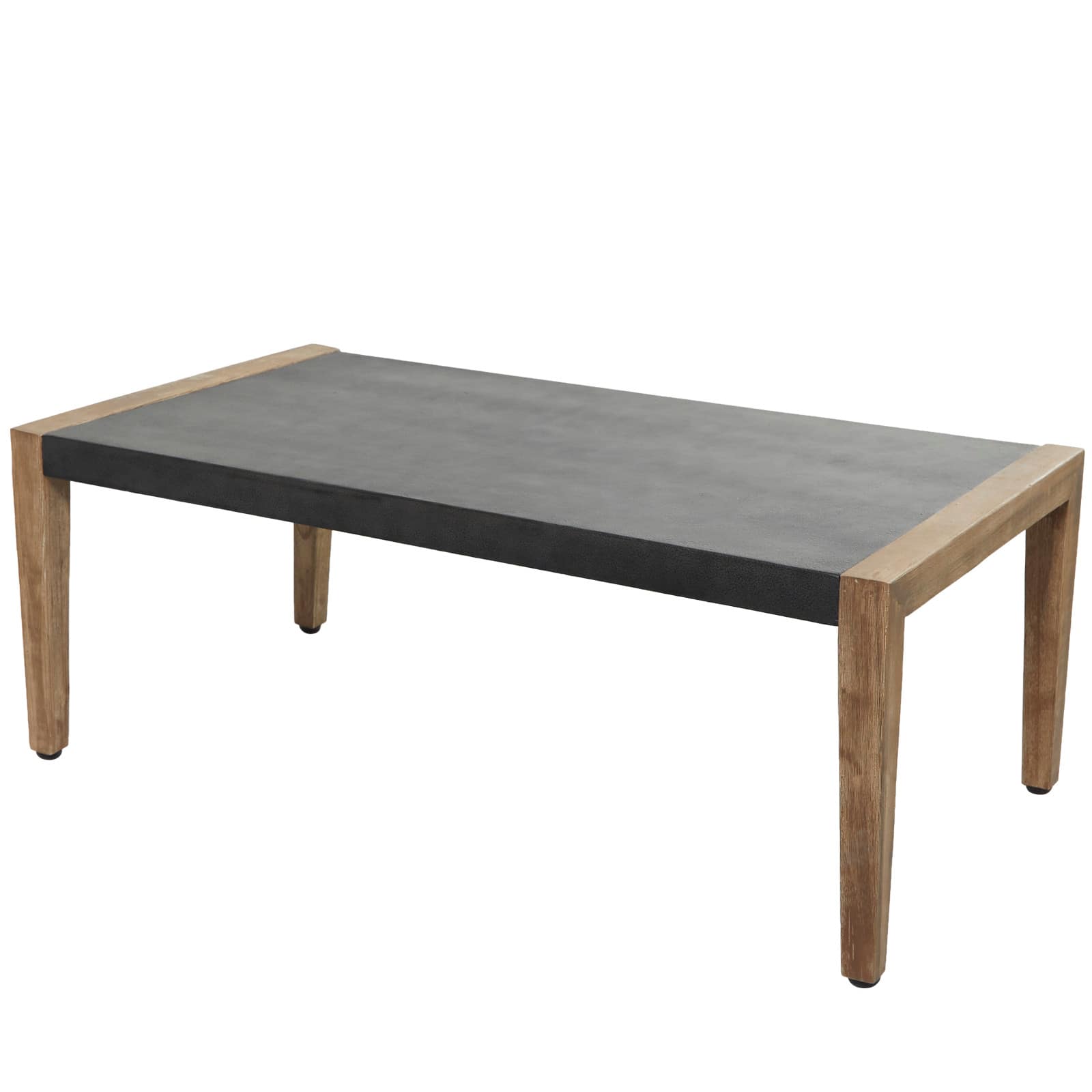 44&#x22; Dark Gray Wood Outdoor Coffee Table With Wood Legs