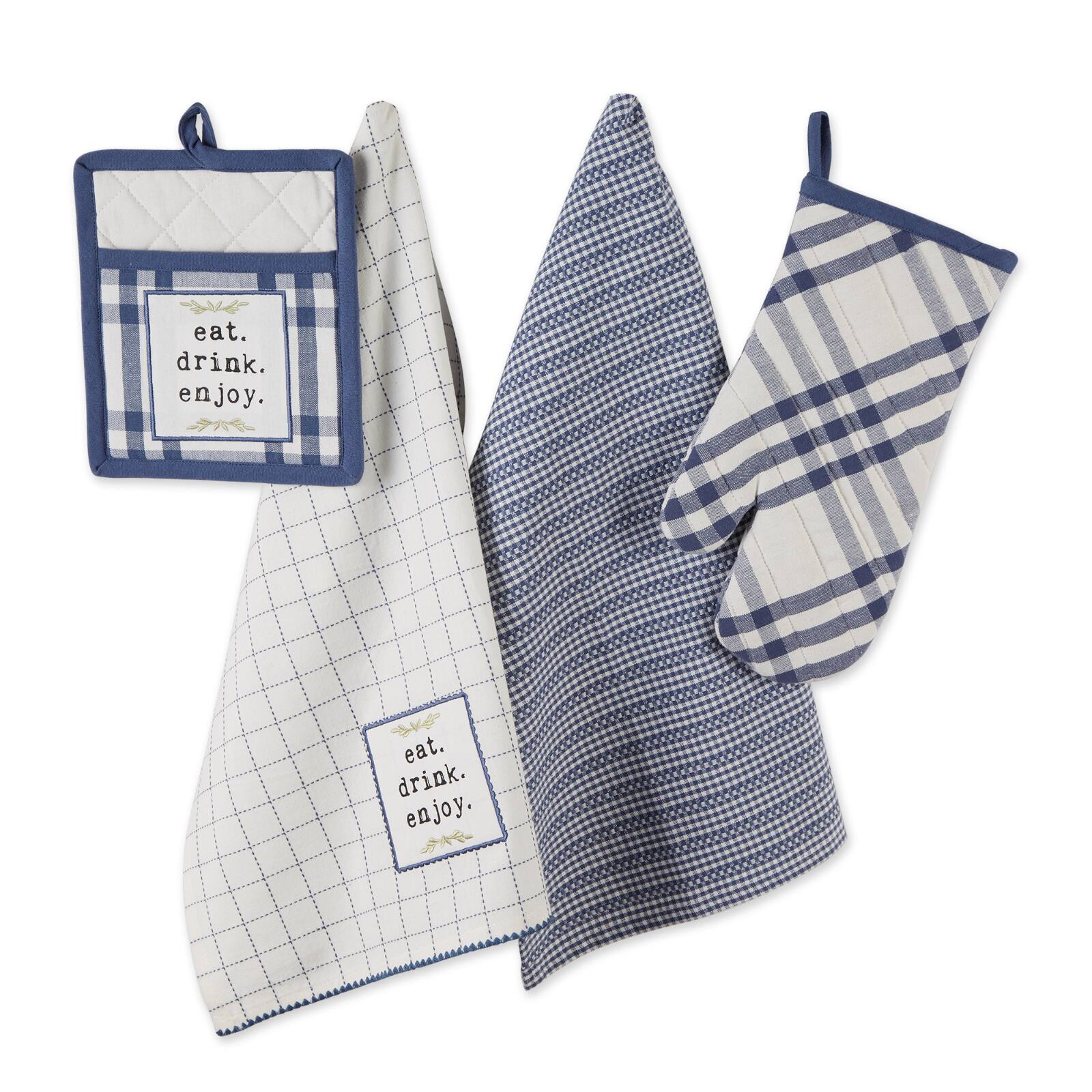 DII® Eat, Drink & Enjoy Kitchen Towels, Potholder & Mitt Set