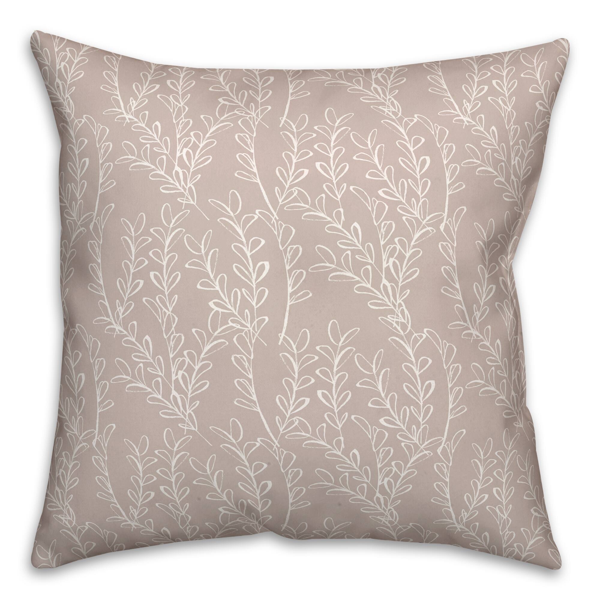Simple Leafy Branch Pattern Throw Pillow