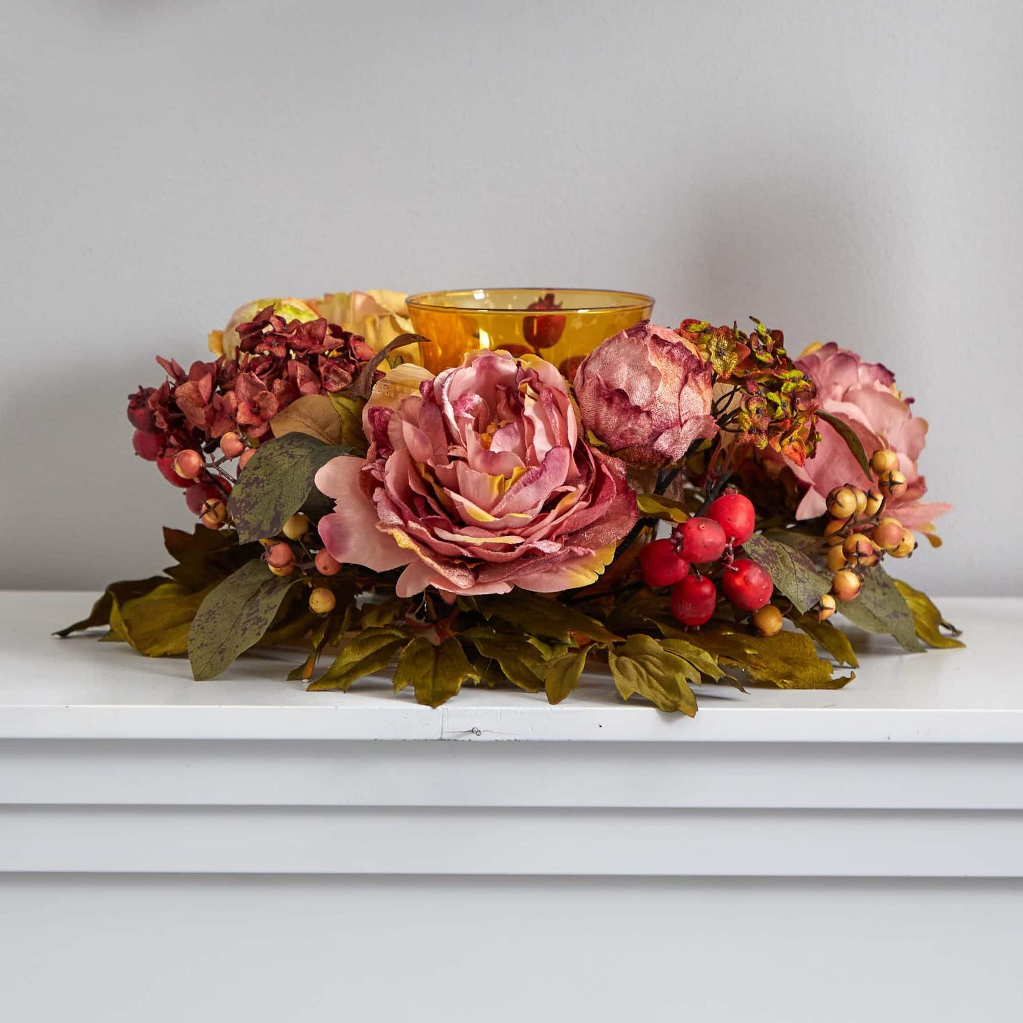 6.5" Peony & Hydrangea Candelabrum