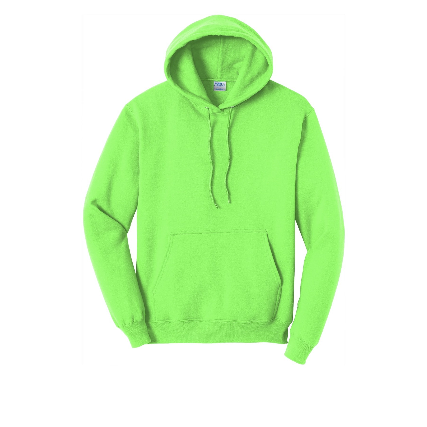 Port Company PC78H Core Fleece Pullover Hooded Sweatshirt Neon Green S