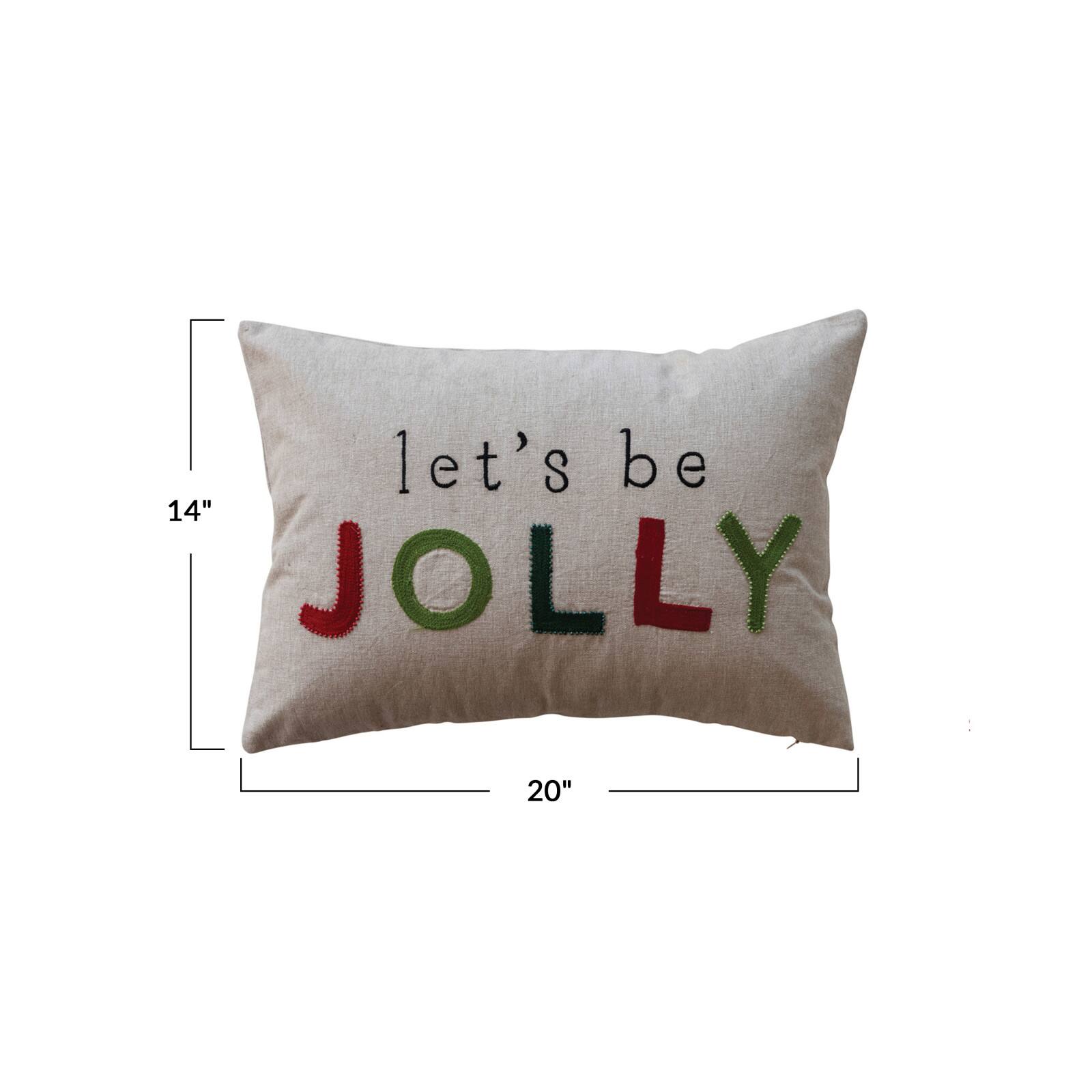 Hello Honey® 20" x 14" Let's Be Jolly Cotton Chambray Lumbar Pillow with Embroidery & Beads
