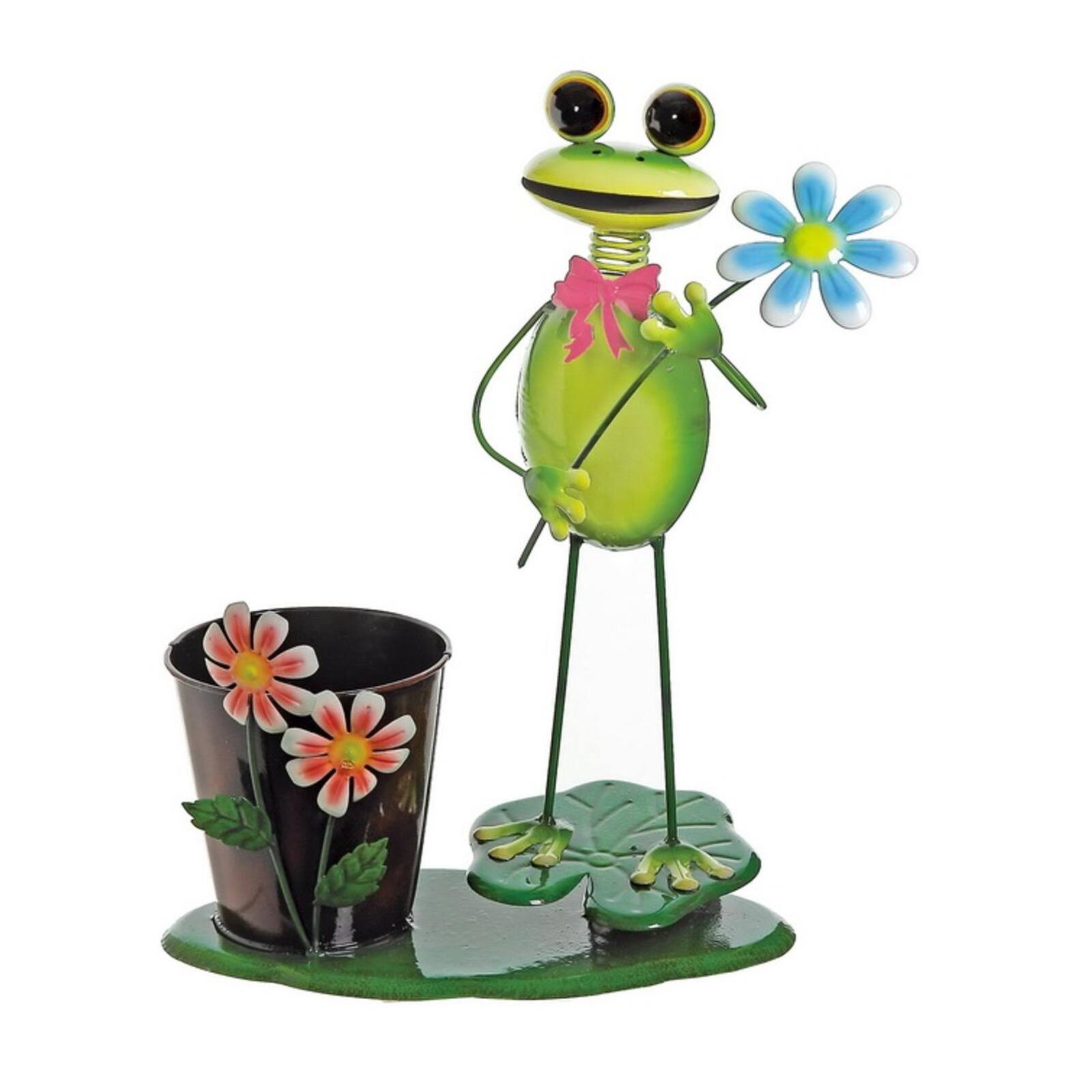 15&#x22; Frog With Flowers on a Lily Pad Spring Outdoor Planter