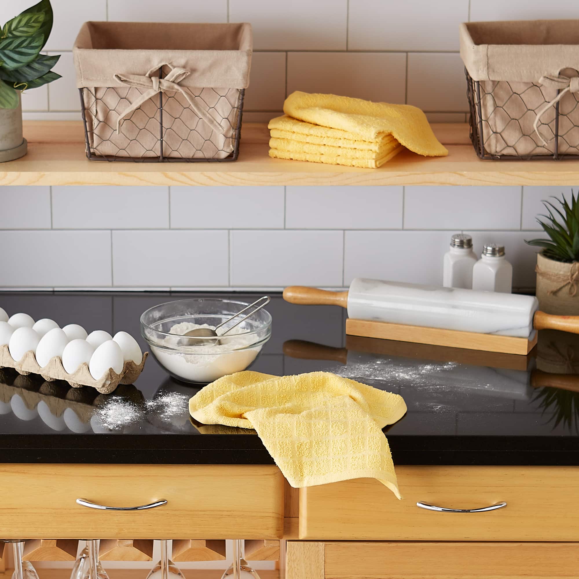 DII® Solid Windowpane Terry Dishcloth Set