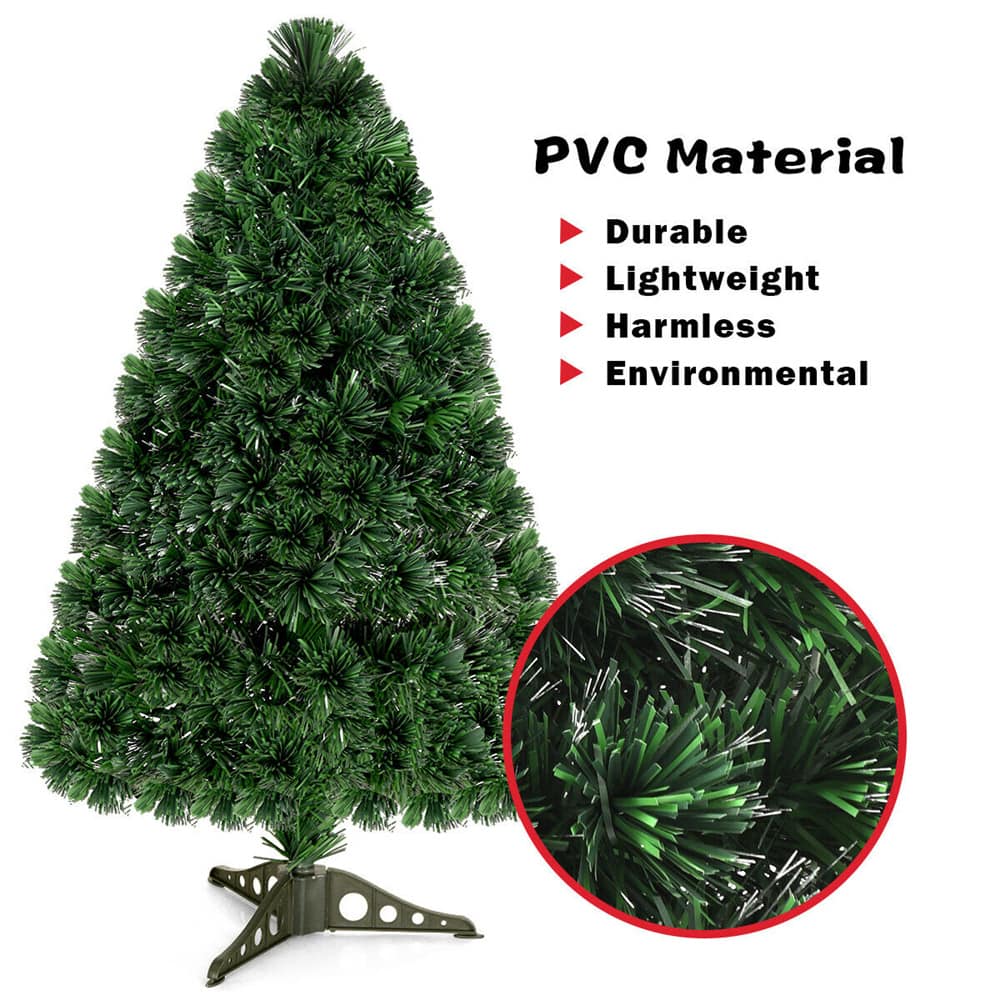 Costway 3ft. Pre-Lit Fiber Optic PVC Tabletop Christmas Tree, Multicolor Lights