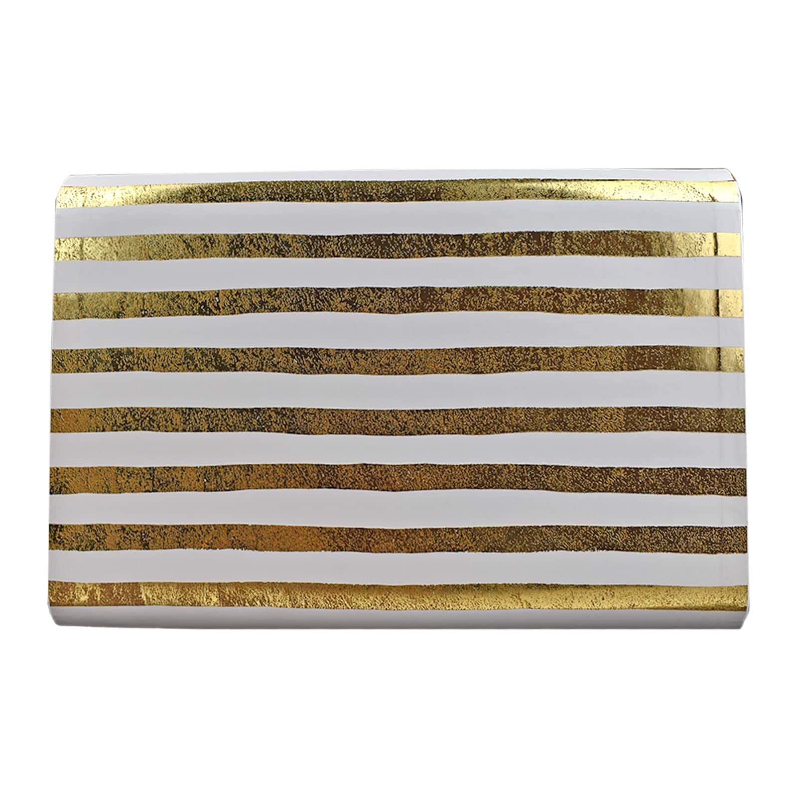 Large White &#x26; Gold Stripes Decorative Trunk by Ashland&#xAE;