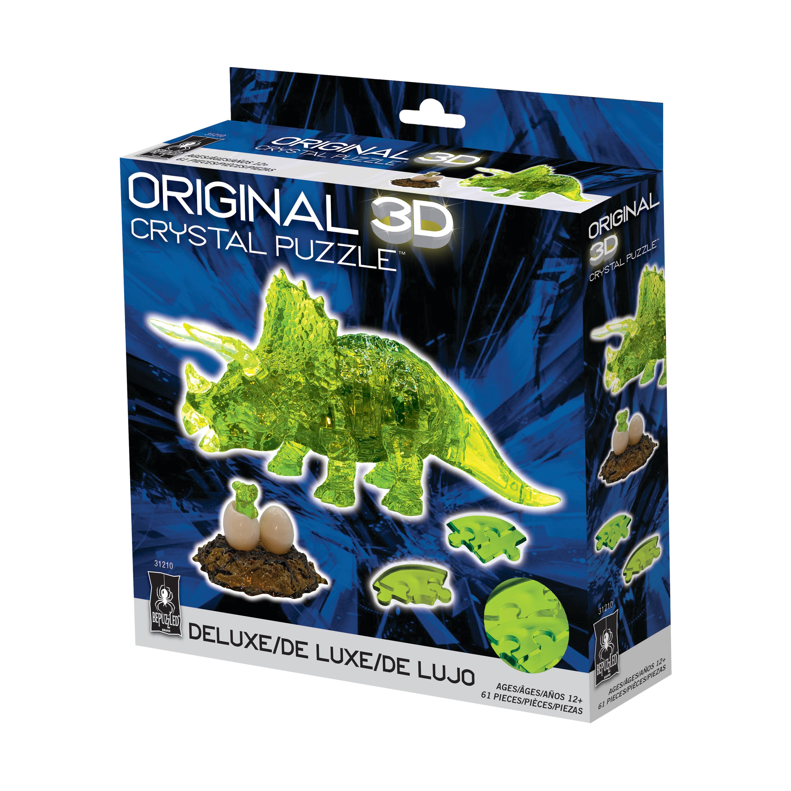 3D Crystal Puzzle - Triceratops &#x26; Baby: 61 Pcs