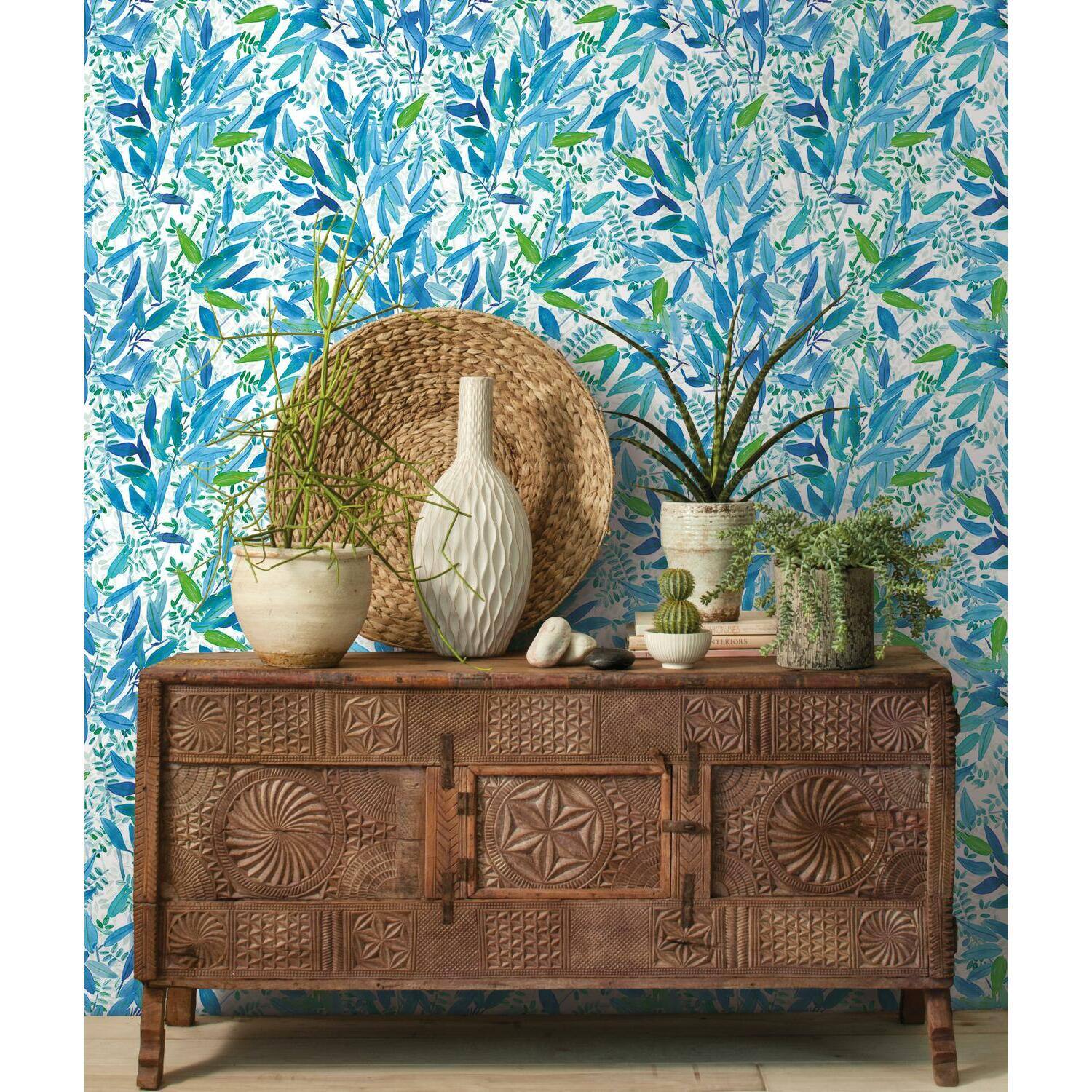 RoomMates Watercolor Leaves Peel &#x26; Stick Wallpaper