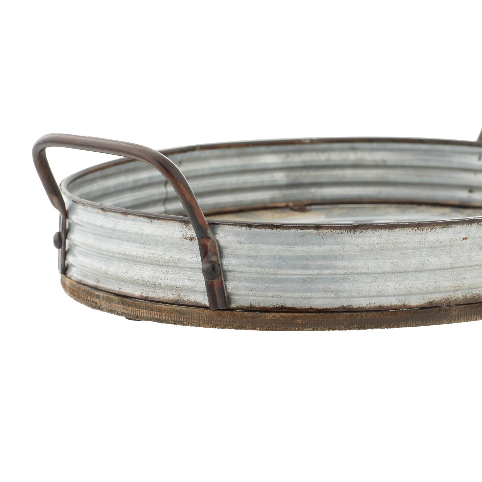 Gray Metal Farmhouse Tray Set