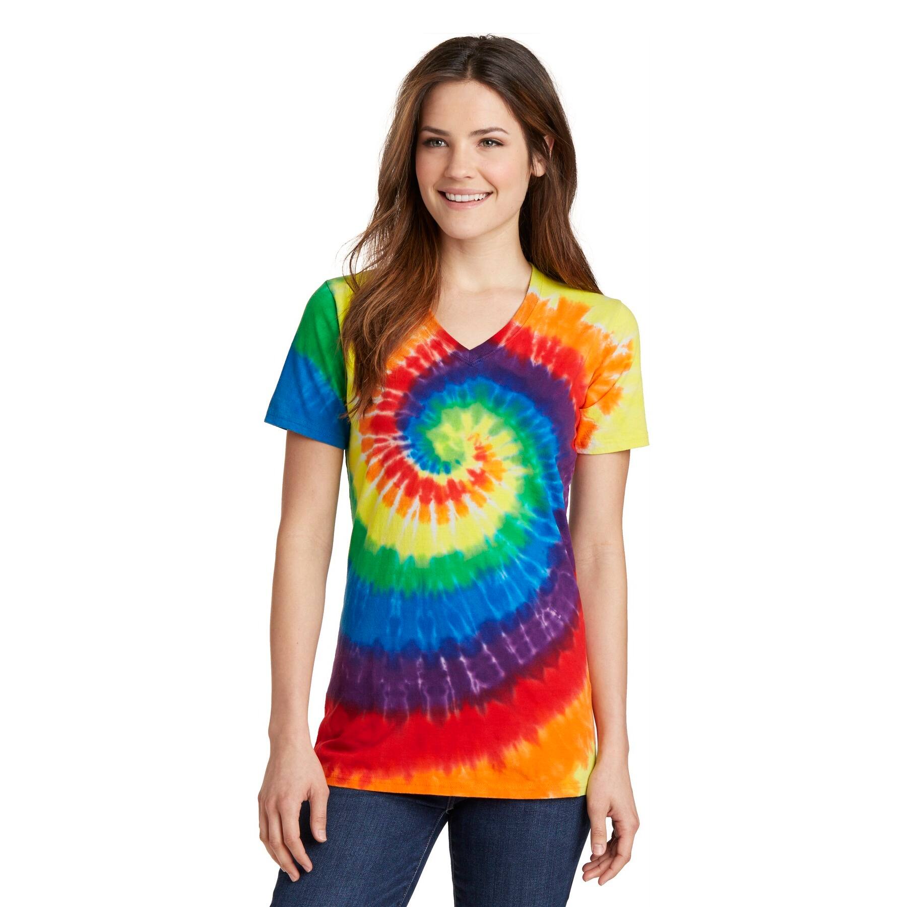 Port &#x26; Company&#xAE; Ladies Tie-Dye V-Neck T-Shirt