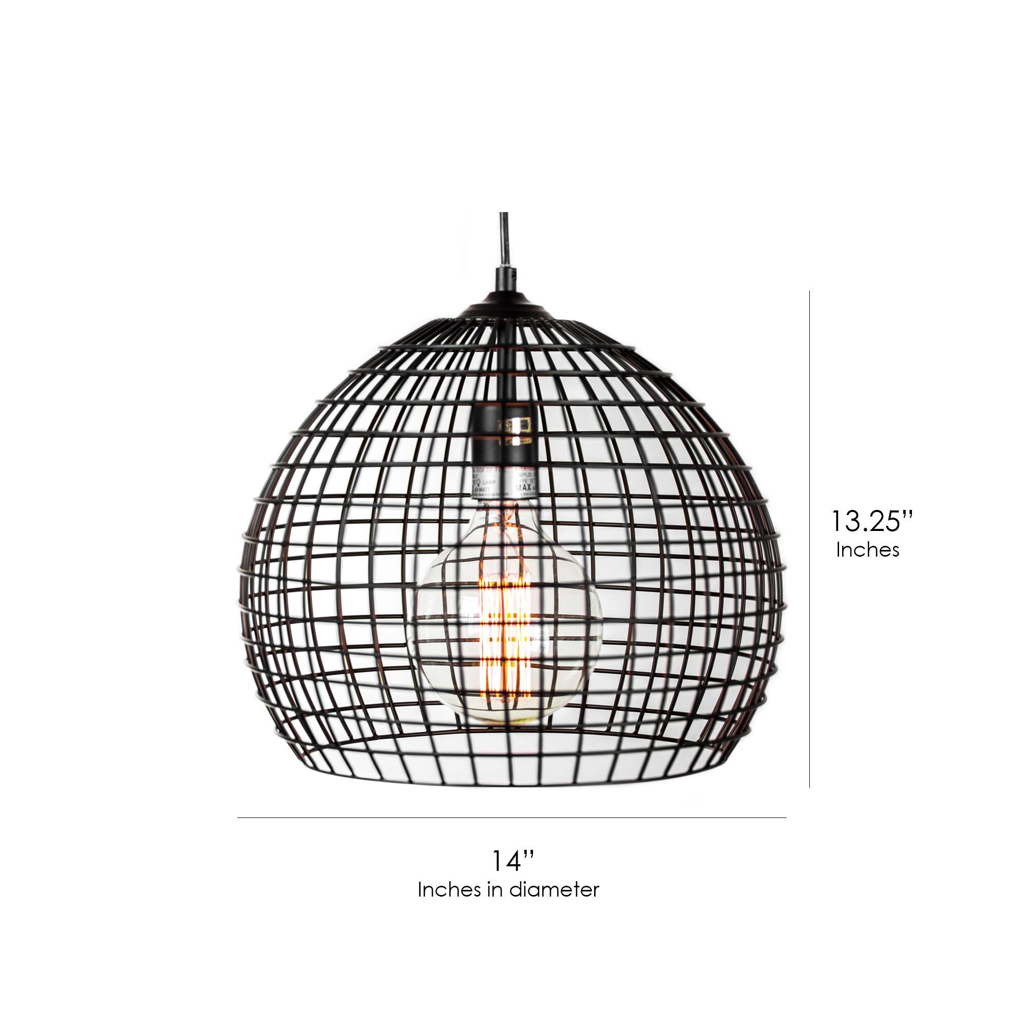 13&#x22; Industrial Style Caged Metal Pendant Lamp with Edison Bulb