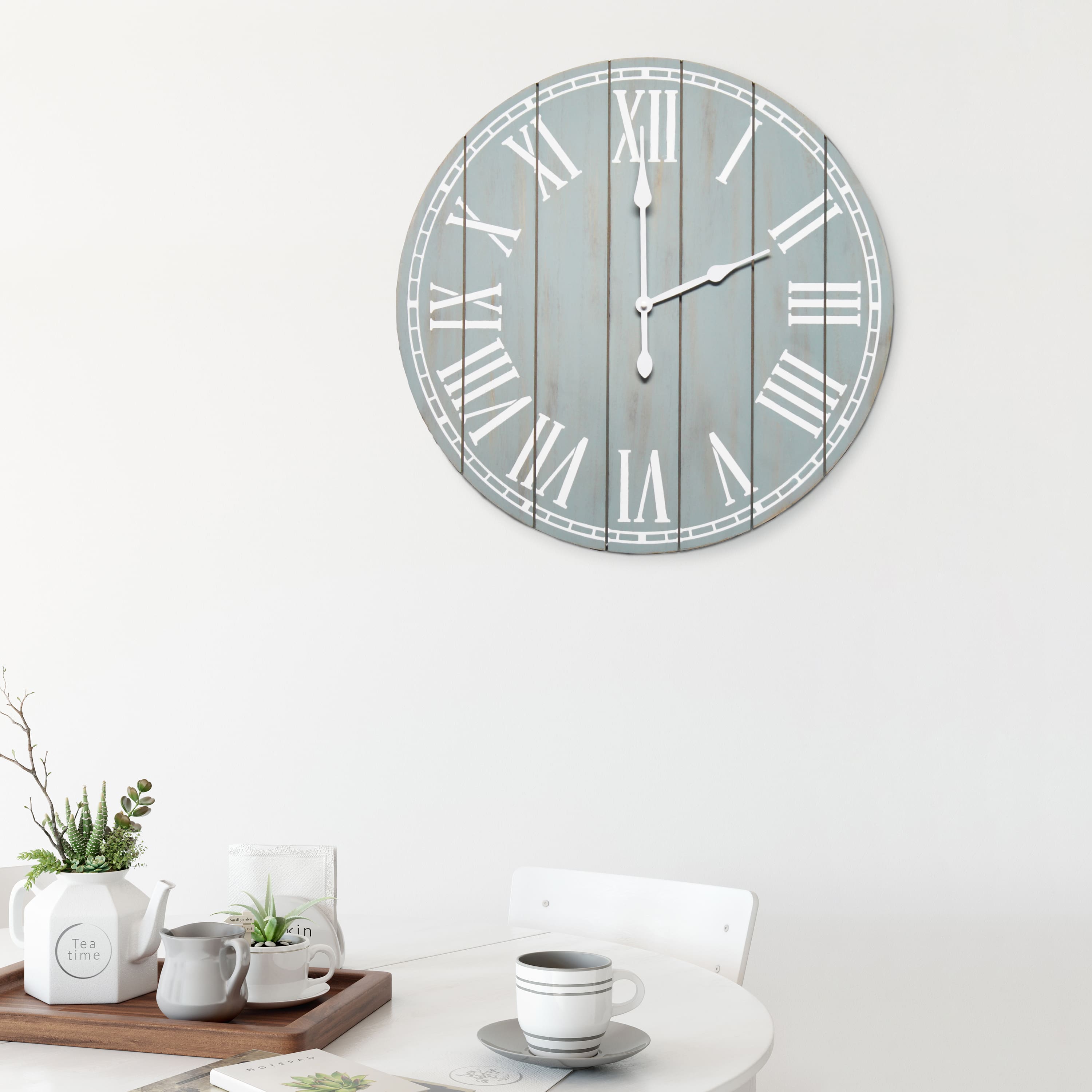 Elegant Designs 23&#x22; Wood Plank Coastal Wall Clock