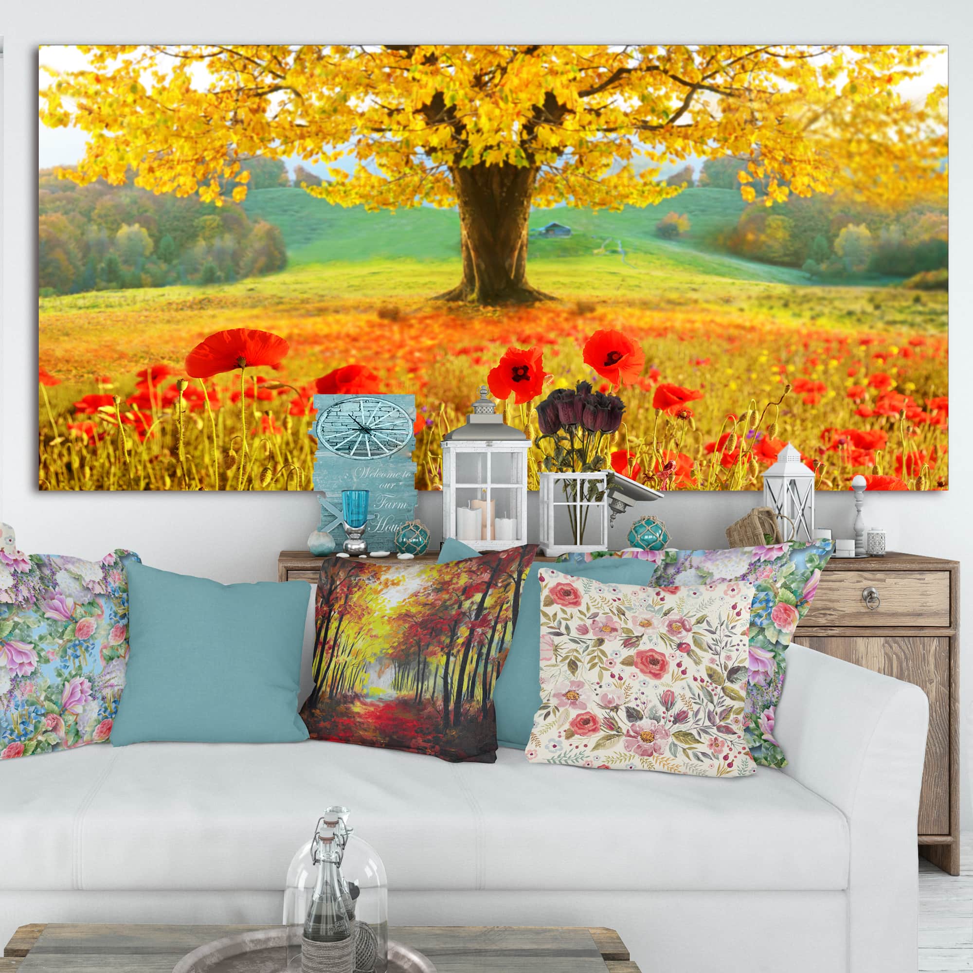Designart - Beautiful Autumn Yellow Tree - Floral Canvas Art Print