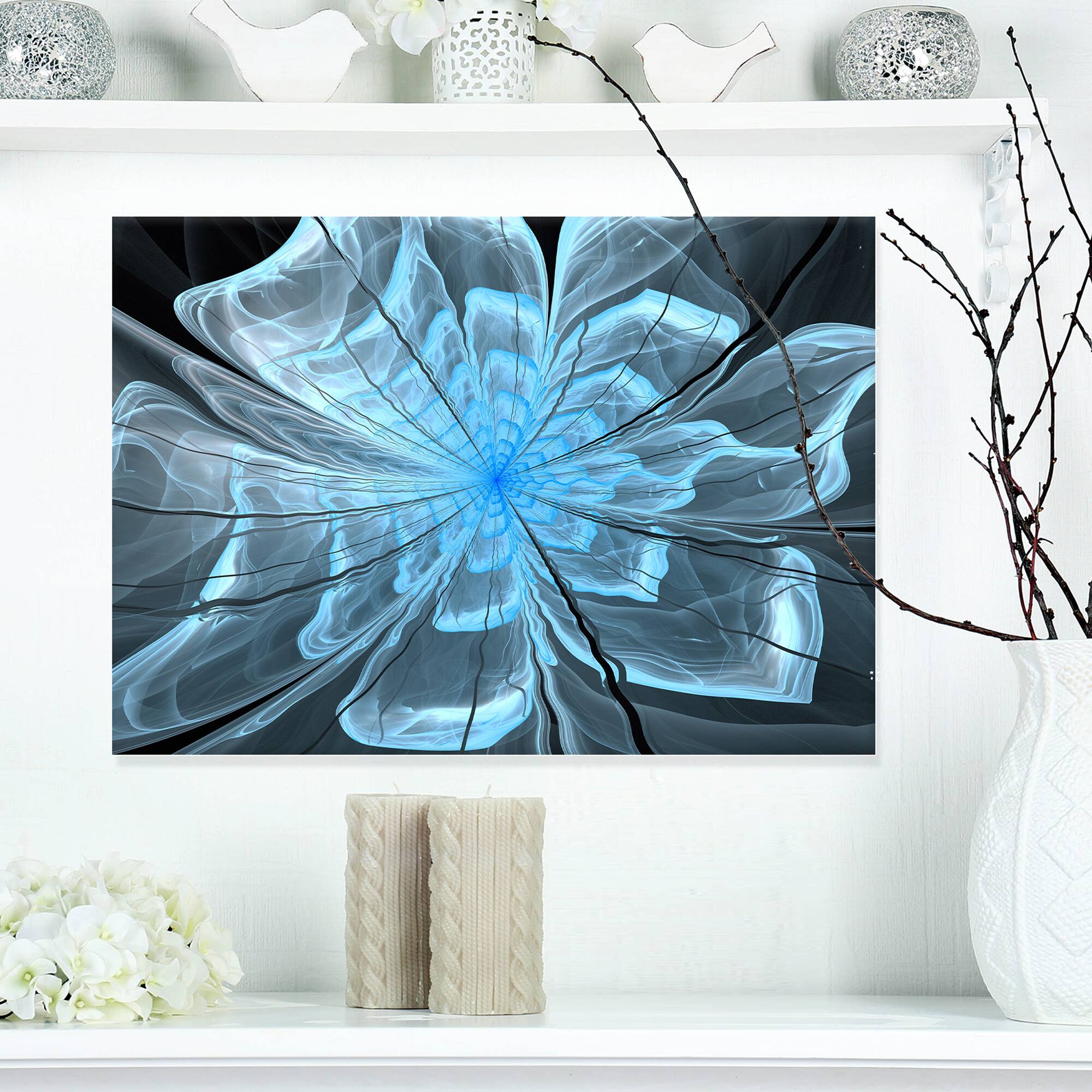 Designart - Light Blue Flower with Large Petals - Floral Canvas Art Print