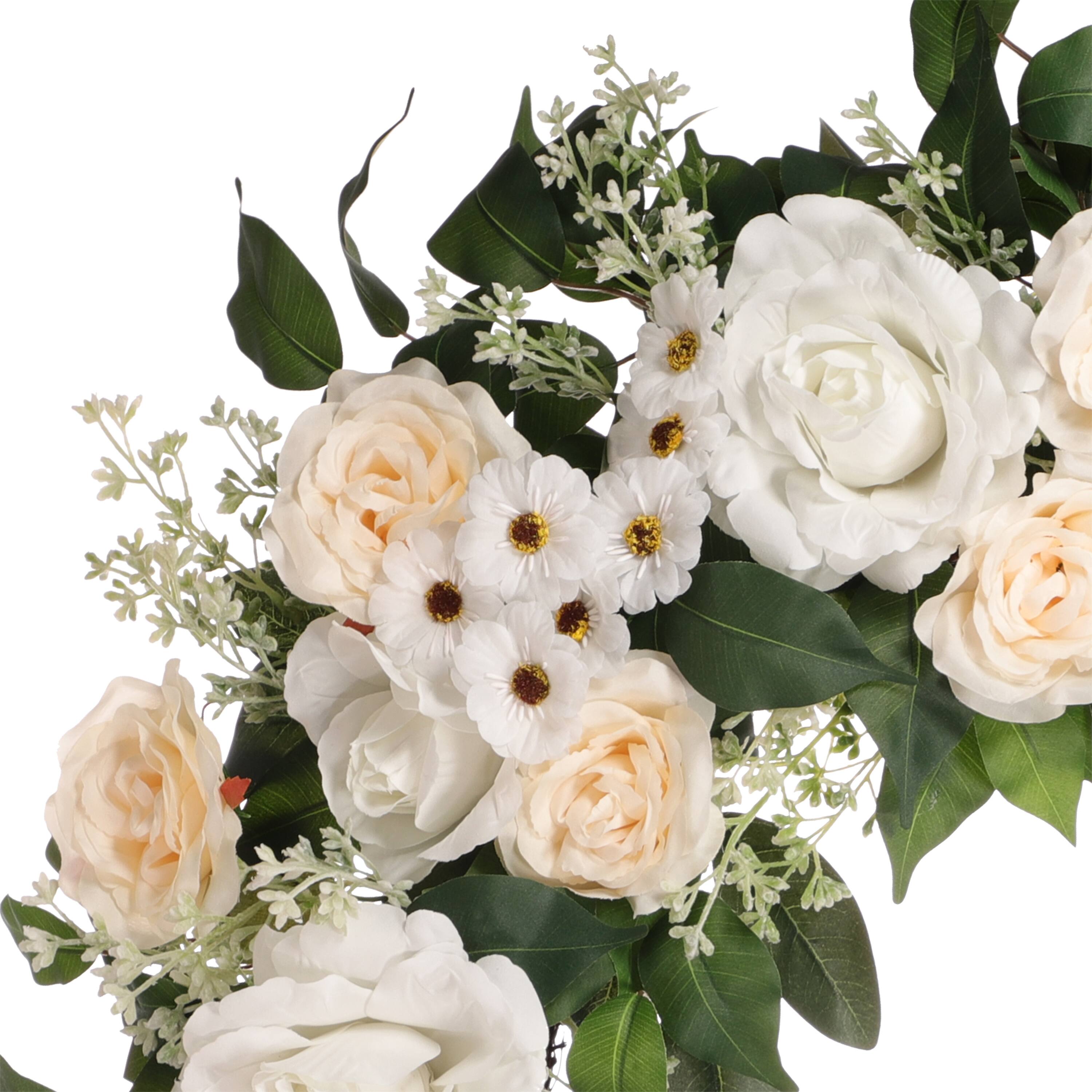 30" Spring Cream Rose, Baby's Breath & Camellia Wreath