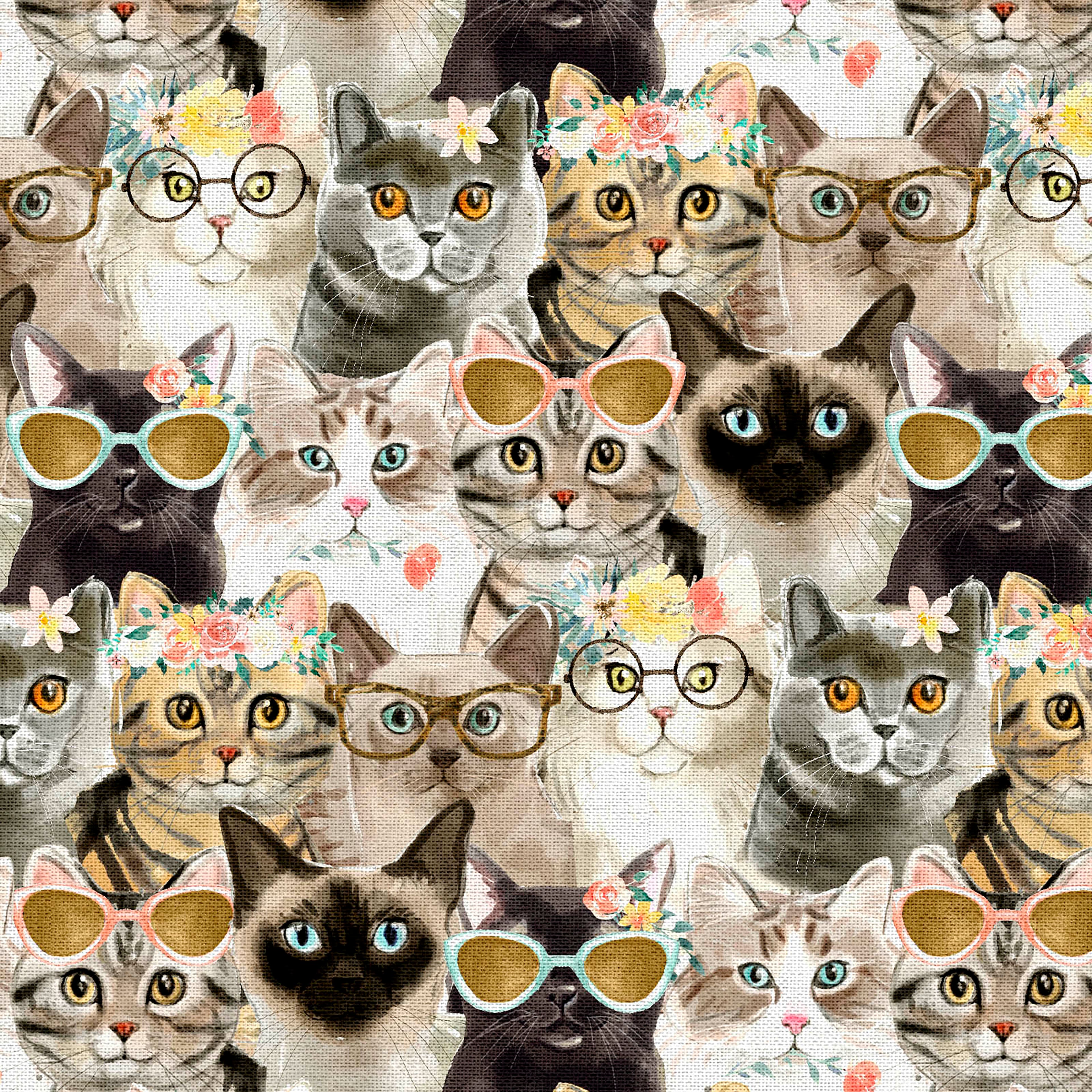 Fabric Editions Cool Kittens Cotton Fabric