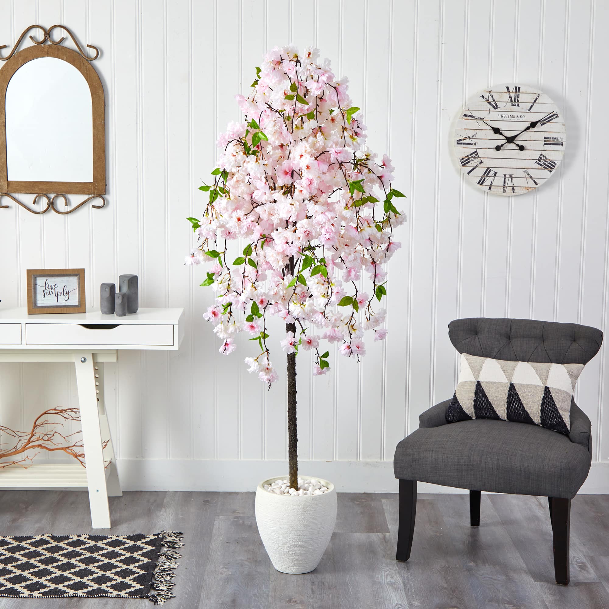 6ft. Cherry Blossom Artificial Tree in White Planter