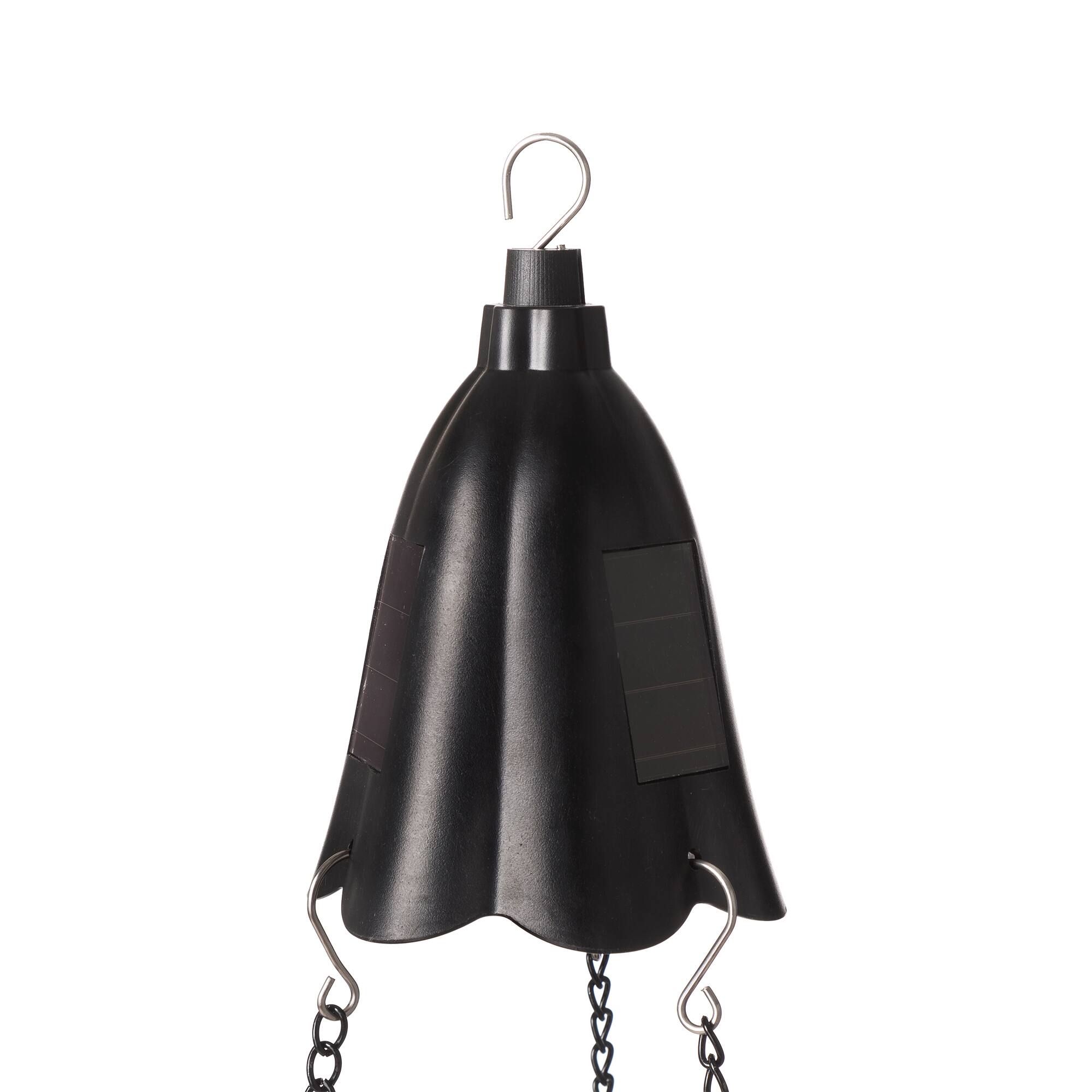 Glitzhome® 30" Solar Lighted Black Plastic Hanging Planter