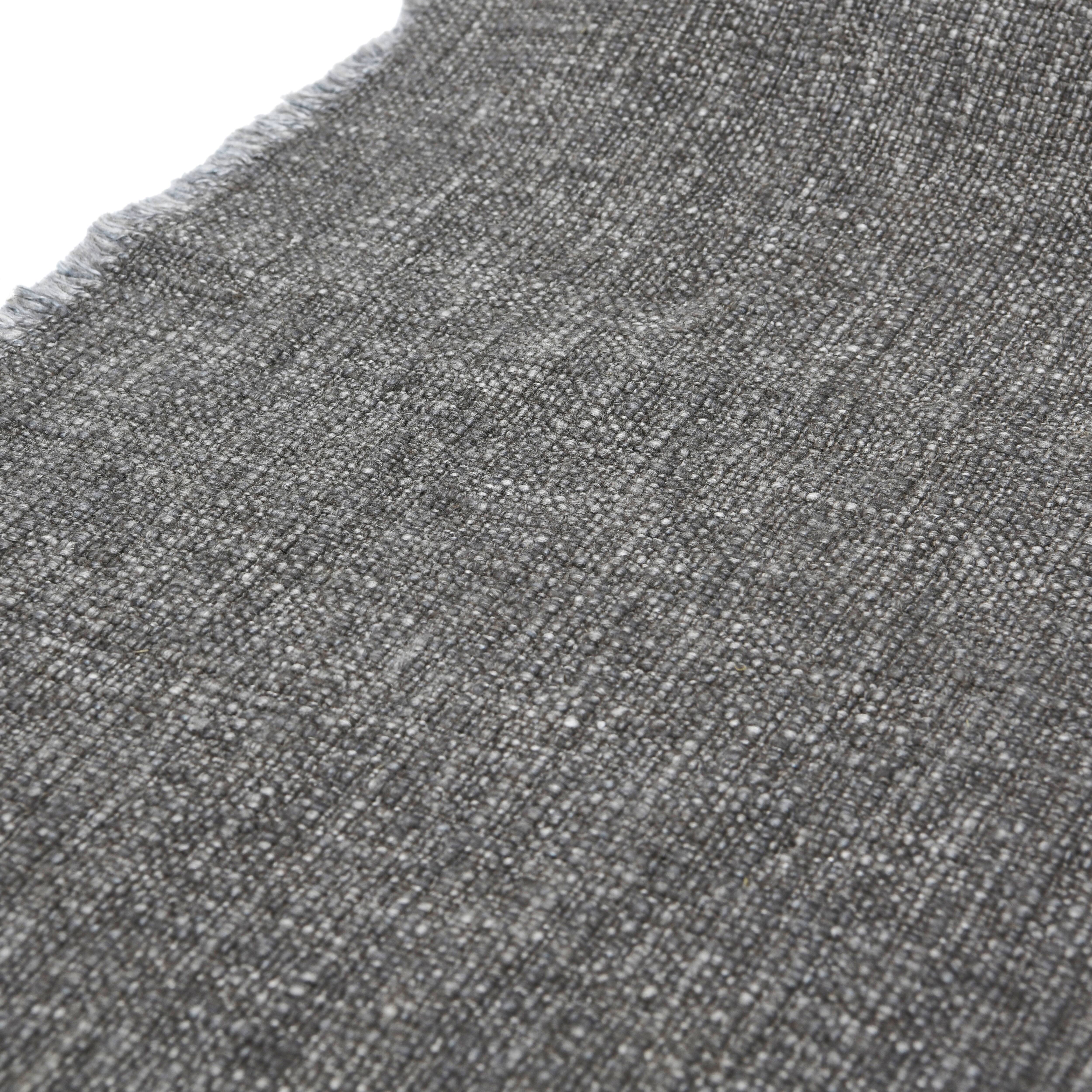 108&#x22; Gray Linen-Blend Table Runner with Frayed Edges