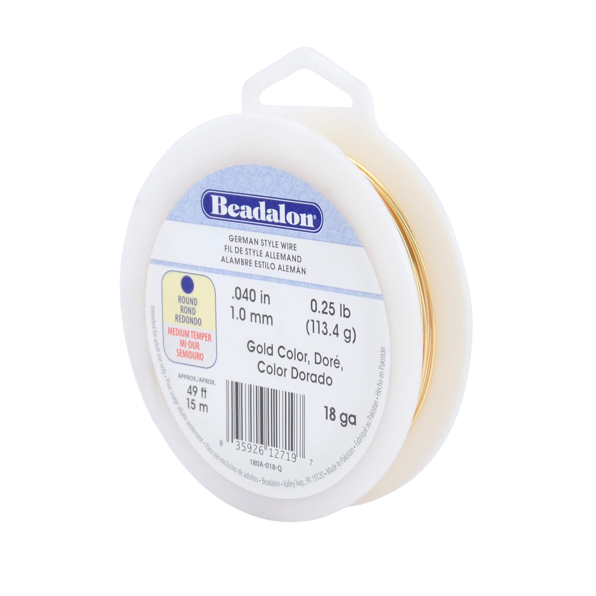 Beadalon® 18 Gauge Gold Round German Style Wire