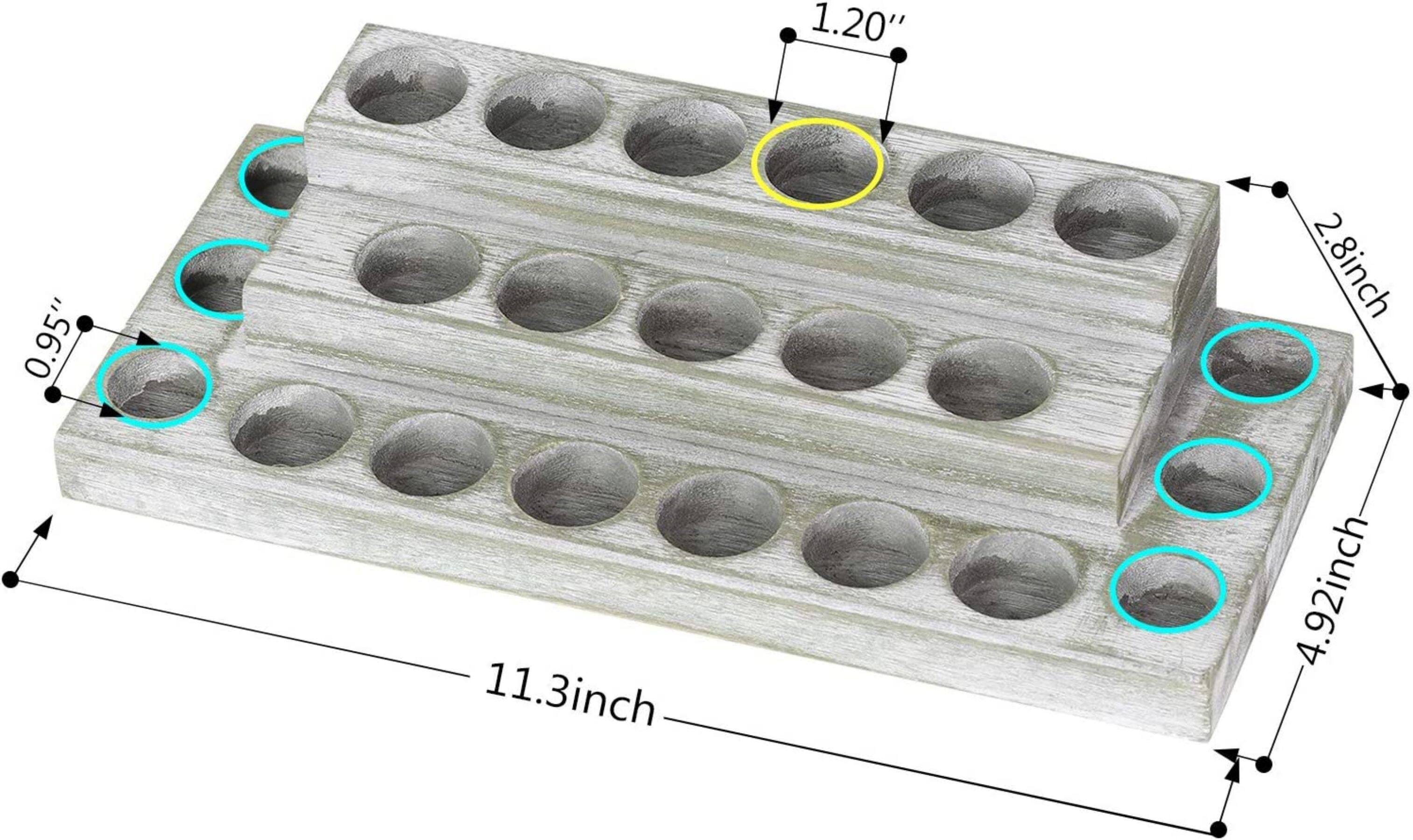 NEX™ Whitewash Essential Oils Storage Rack for 5, 10, 15, and 20mL Bottles
