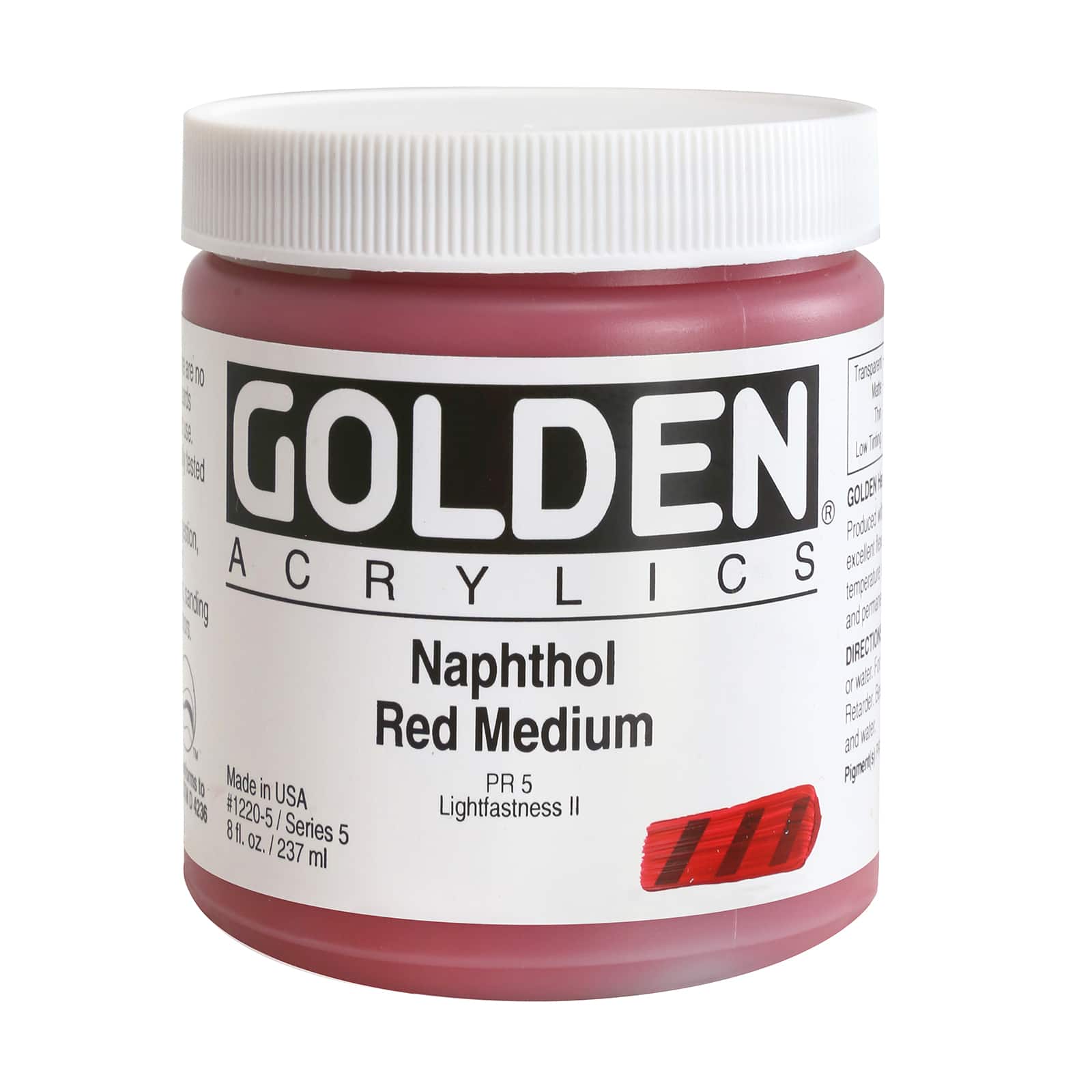 Golden Heavy Body Acrylic Paint, 8 oz in Naphthol Red Medium