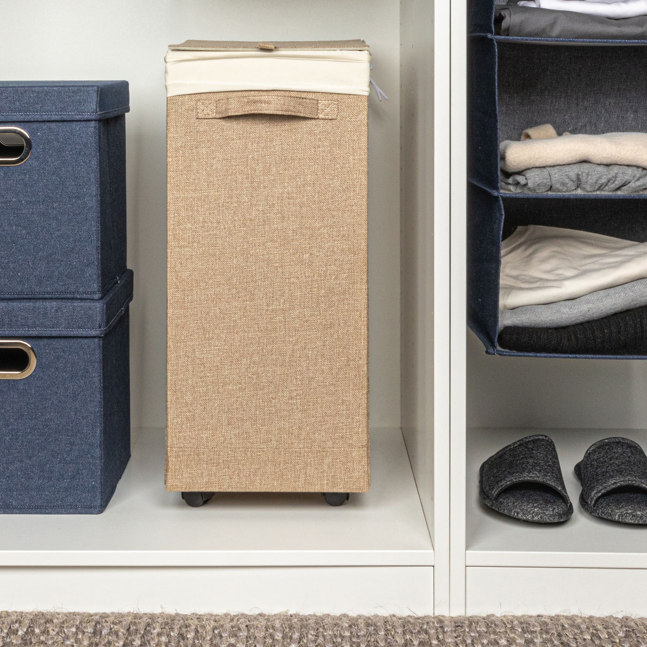 Household Essentials Narrow Collapsible Laundry Hamper with Liner & Lid