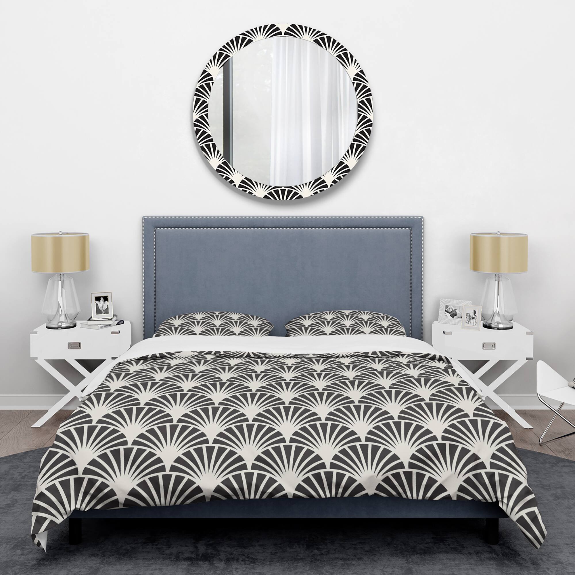 Designart &#x27;Retro Art Deco Waves I&#x27; Mid-Century Duvet Cover Set