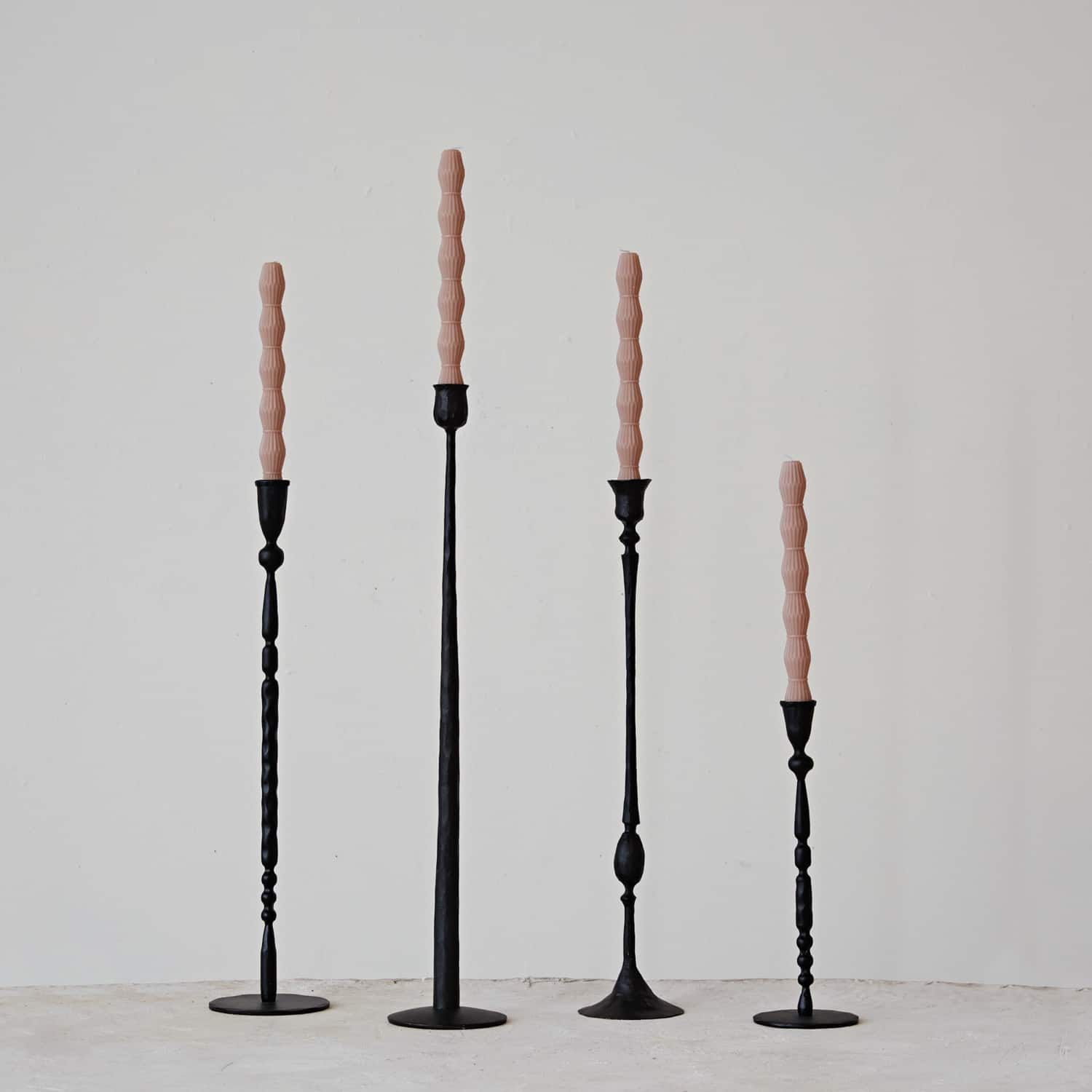 Hello Honey&#xAE; Black Decorative Hand-Forged Metal Taper Candle Holder