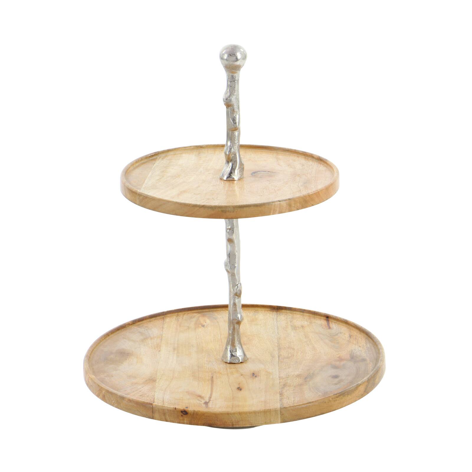 Brown Wood Natural 2 Tier Tray Stand Michaels