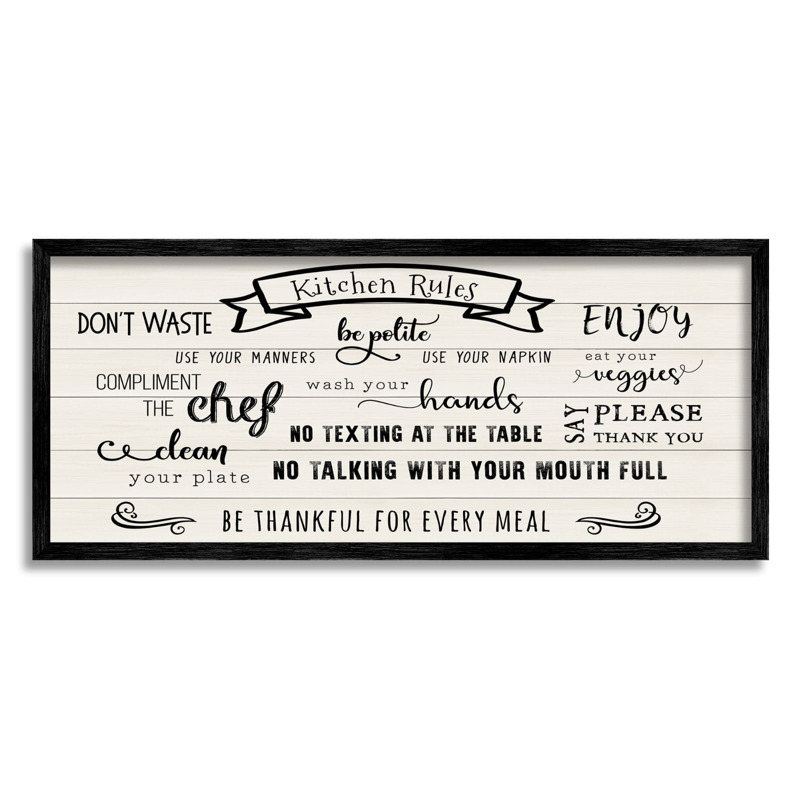 Stupell Industries Kitchen Rules List Family Happiness Motivational Phrases Framed Wall Art
