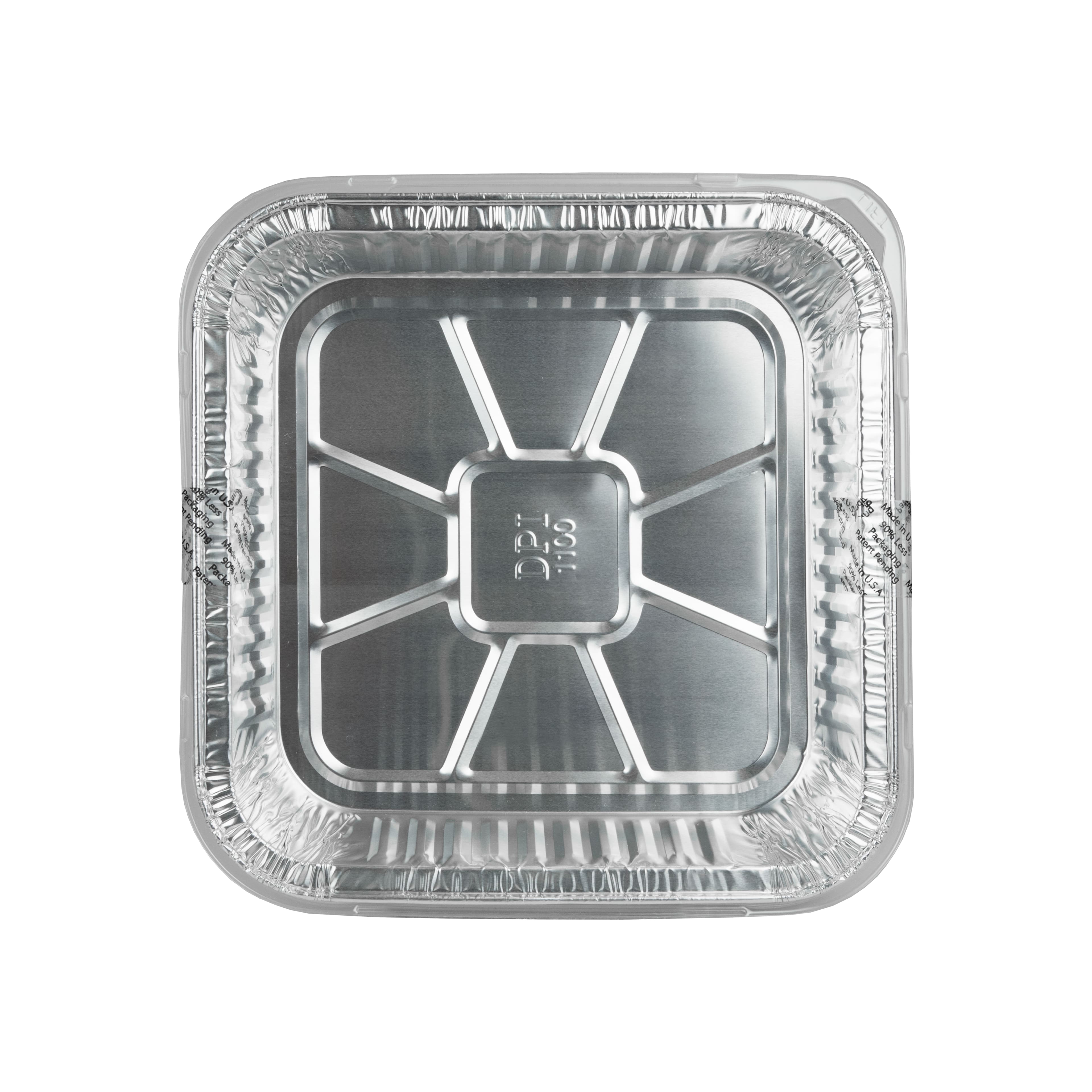 Silver Lining by Durable Packaging Foil Square Cake Pans with Lids, 3ct.