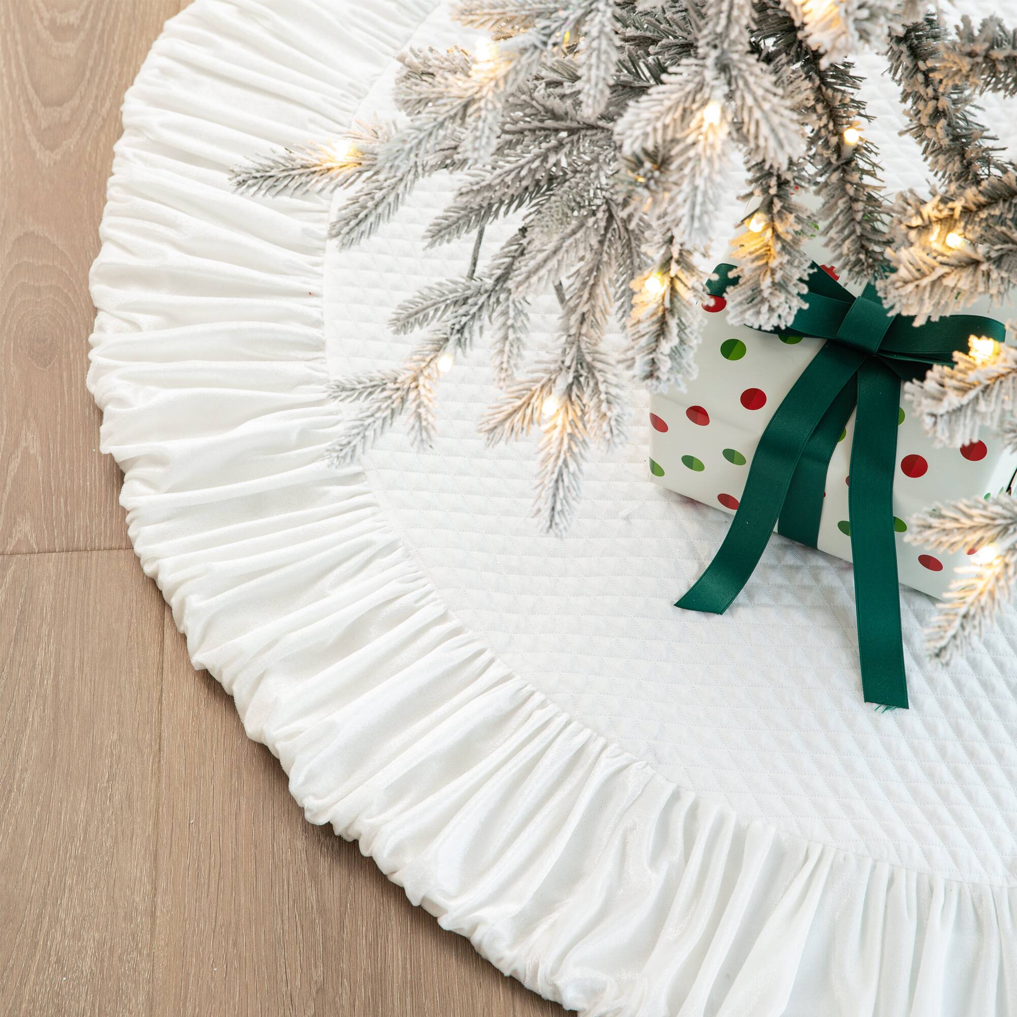 Glitzhome® Deluxe Velvet Ruffled Christmas Tree Skirt