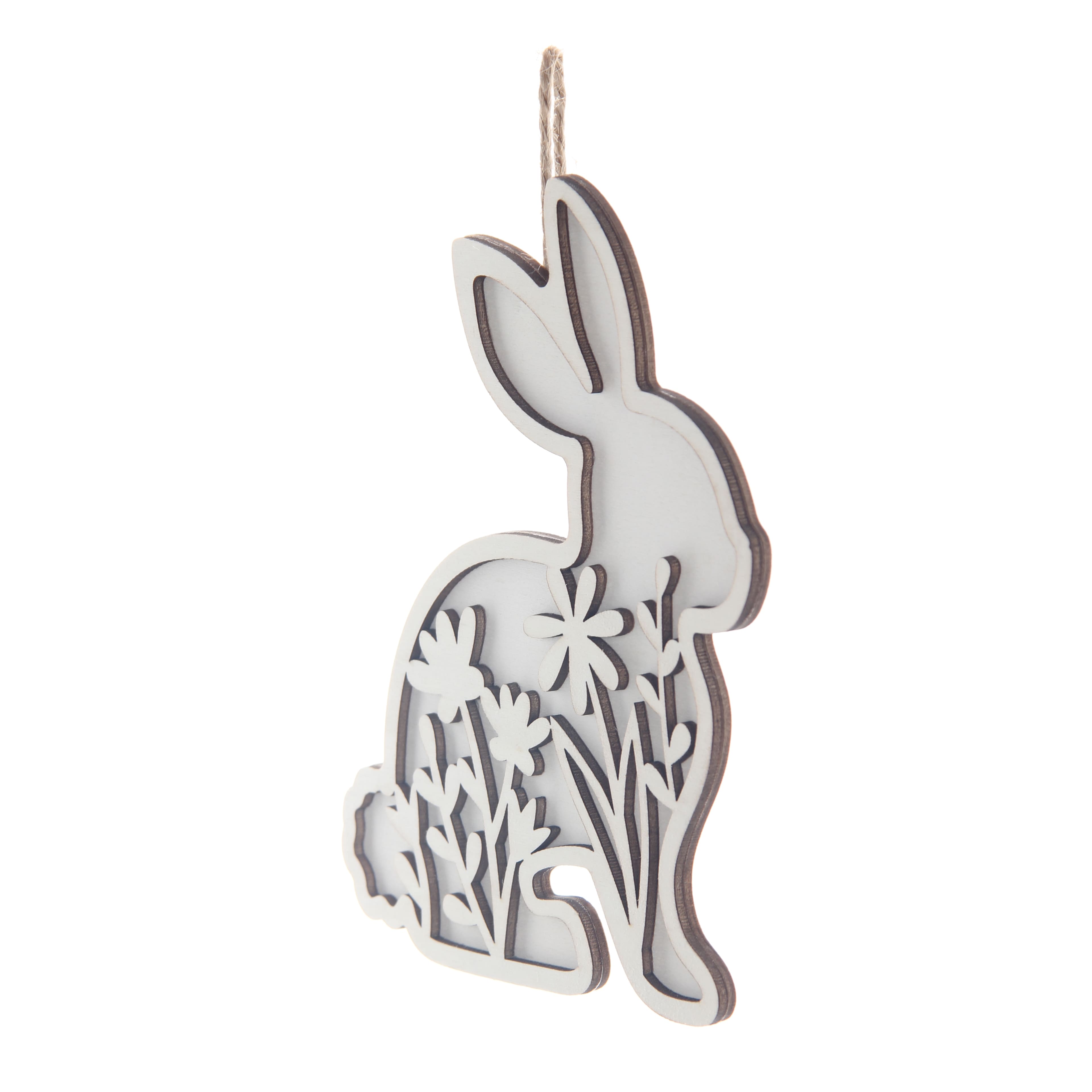 6.5&#x22; Floral Bunny Plaque DIY Plywood D&#xE9;cor by Make Market&#xAE;
