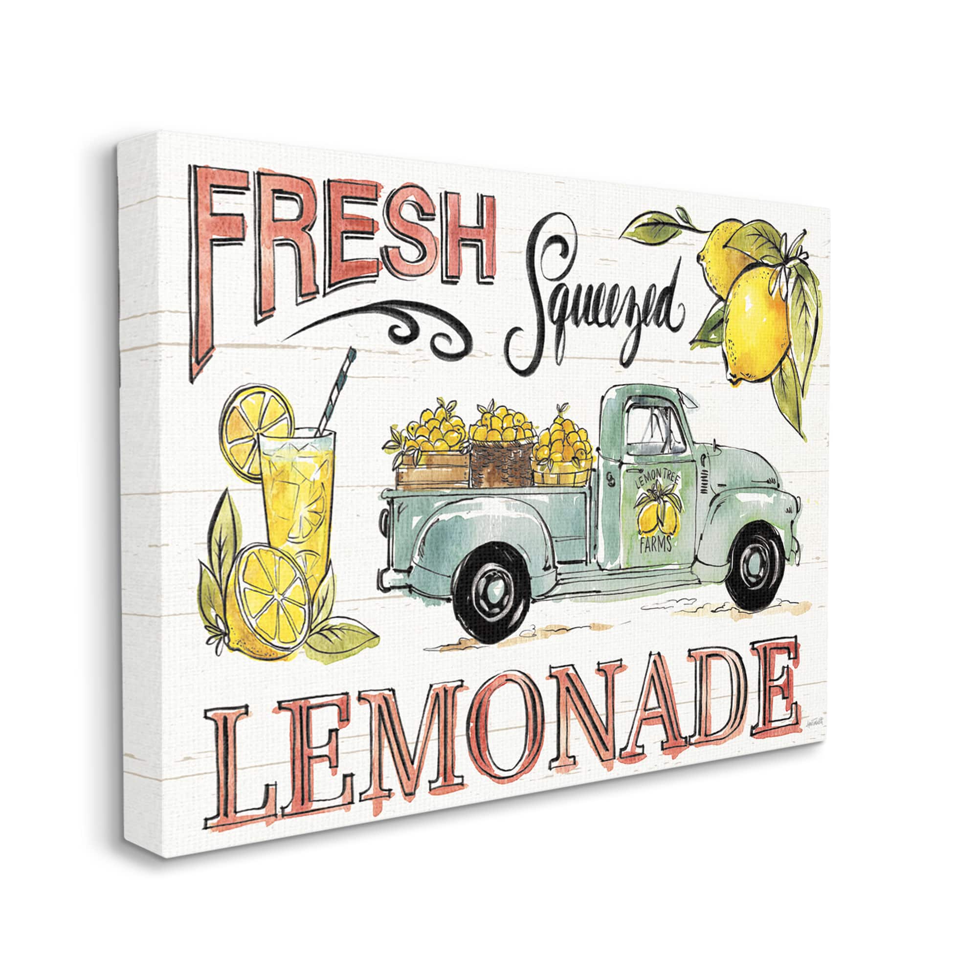 Stupell Industries Fresh Squeezed Lemonade Truck Country Summer Drink Canvas Wall Art