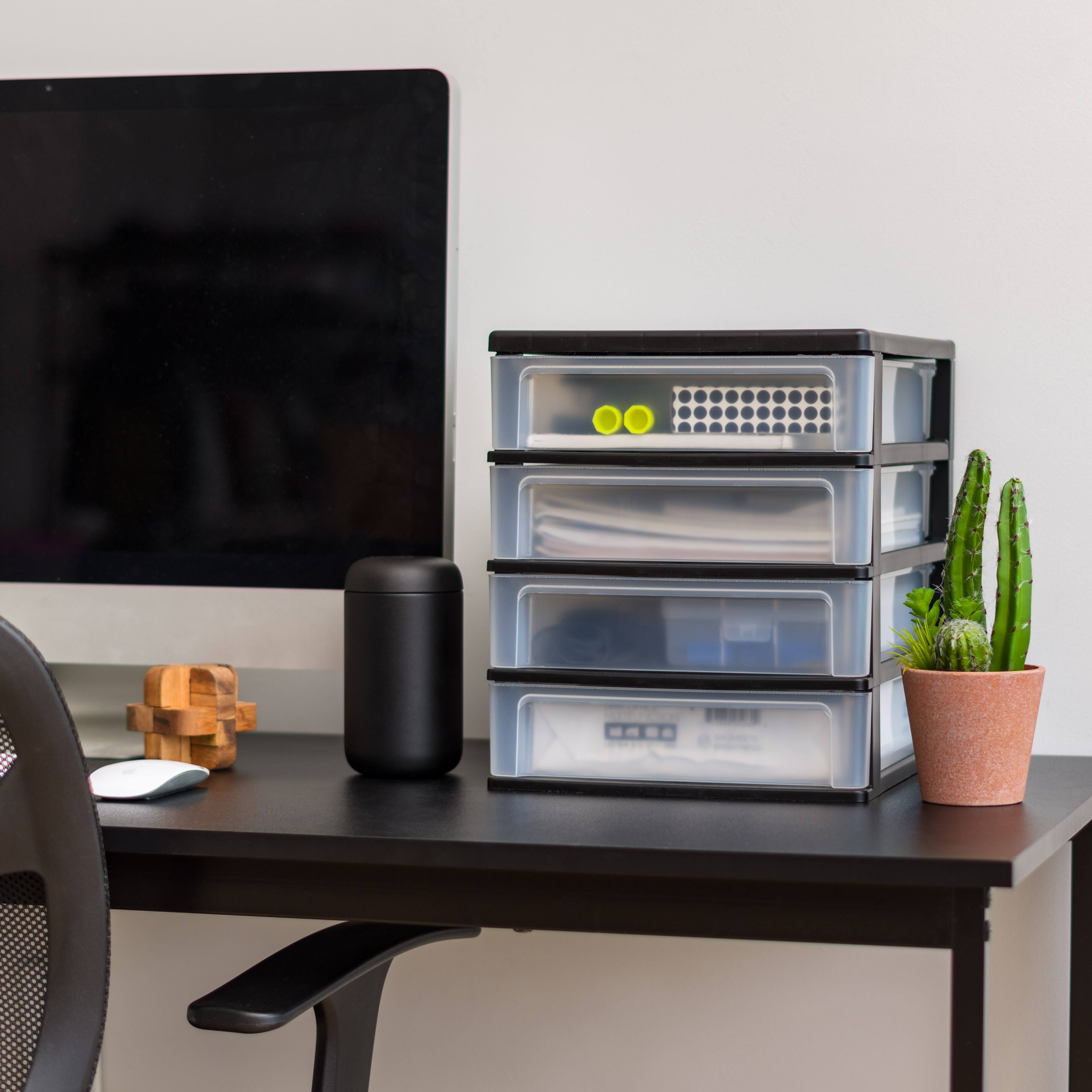 IRIS Black 4-Drawer Desktop Storage Unit