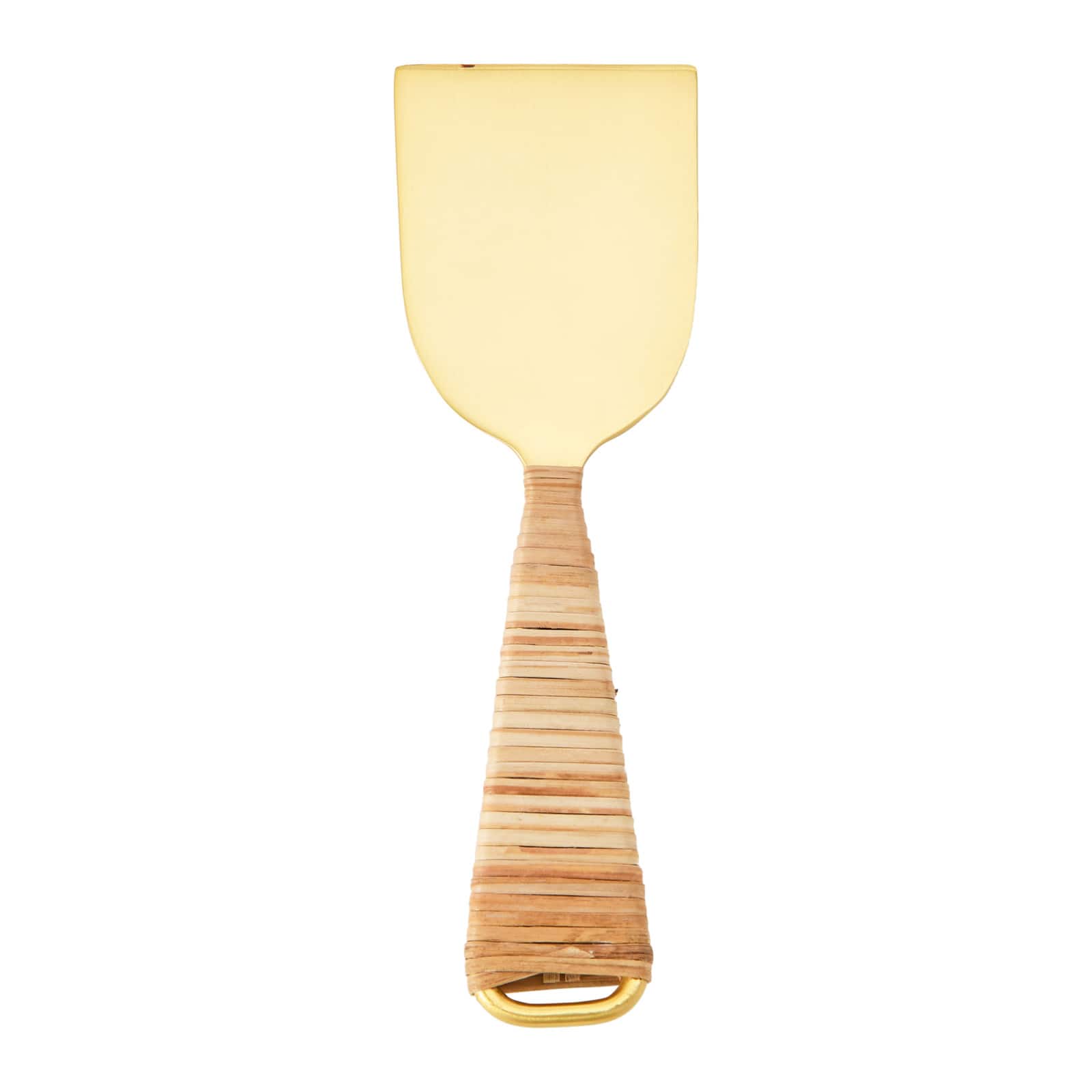 Hello Honey® Gold Finish Stainless Steel Cheese Knives with Rattan Wrapped Handles Set