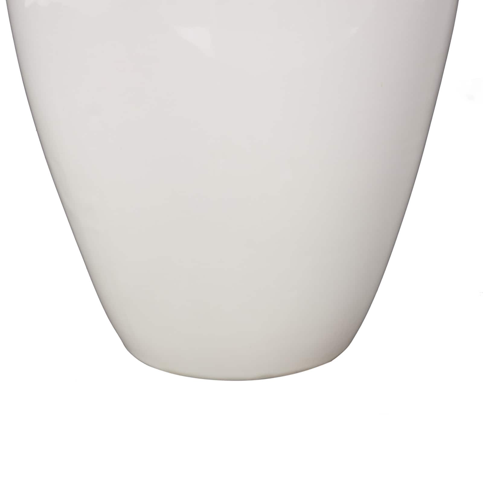 13&#x22; White Ceramic Bird Decorative Vase with Blue Accents